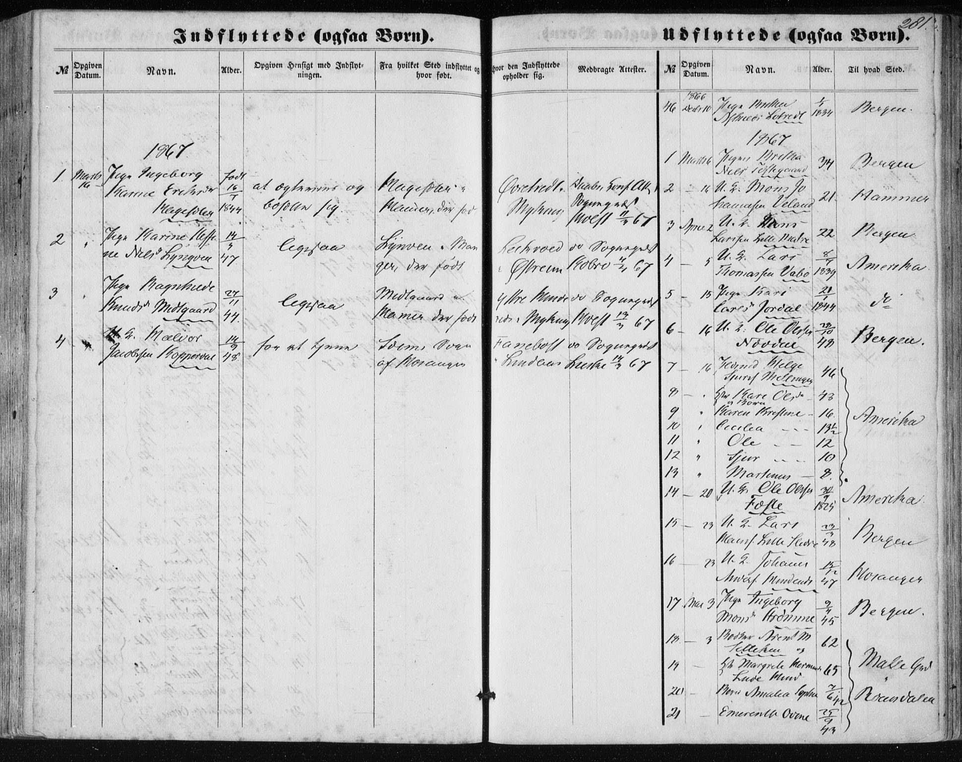 Lindås Sokneprestembete, SAB/A-76701/H/Haa: Parish register (official) no. A 16, 1863-1875, p. 281