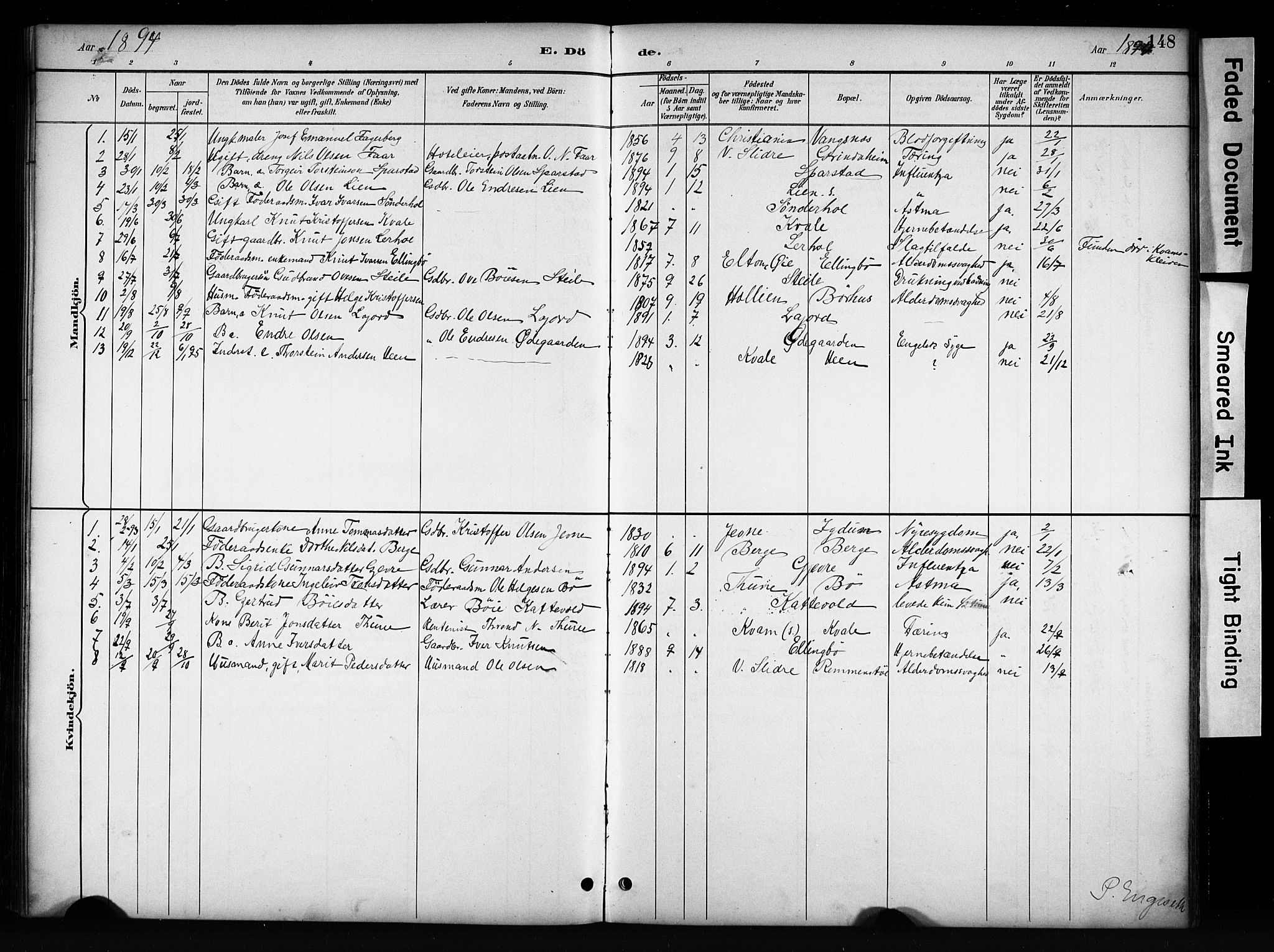 Vang prestekontor, Valdres, SAH/PREST-140/H/Hb/L0006: Parish register (copy) no. 6, 1893-1918, p. 148