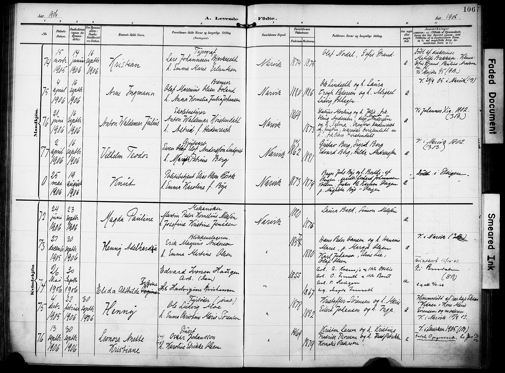 Ministerialprotokoller, klokkerbøker og fødselsregistre - Nordland, AV/SAT-A-1459/871/L0994: Parish register (official) no. 871A10, 1902-1910, p. 106