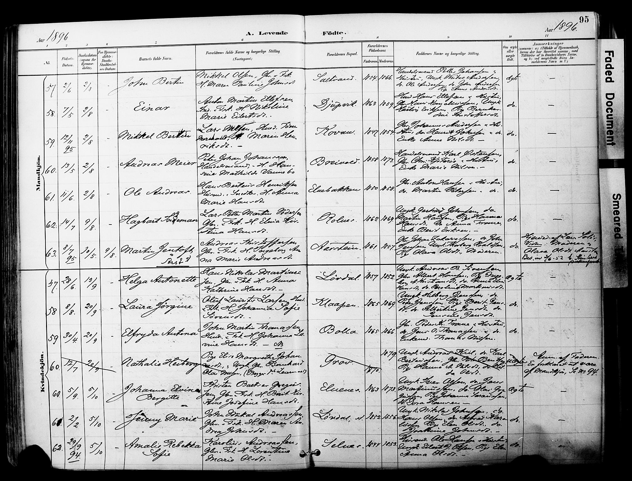 Ibestad sokneprestembete, SATØ/S-0077/H/Ha/Haa/L0012kirke: Parish register (official) no. 12, 1890-1900, p. 95