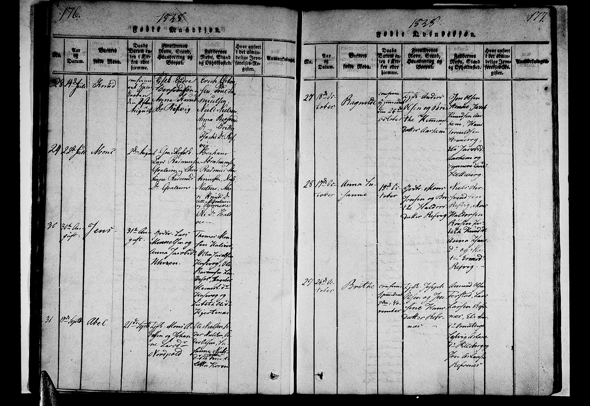 Selje sokneprestembete, AV/SAB-A-99938/H/Ha/Haa/Haaa: Parish register (official) no. A 8, 1816-1828, p. 176-177