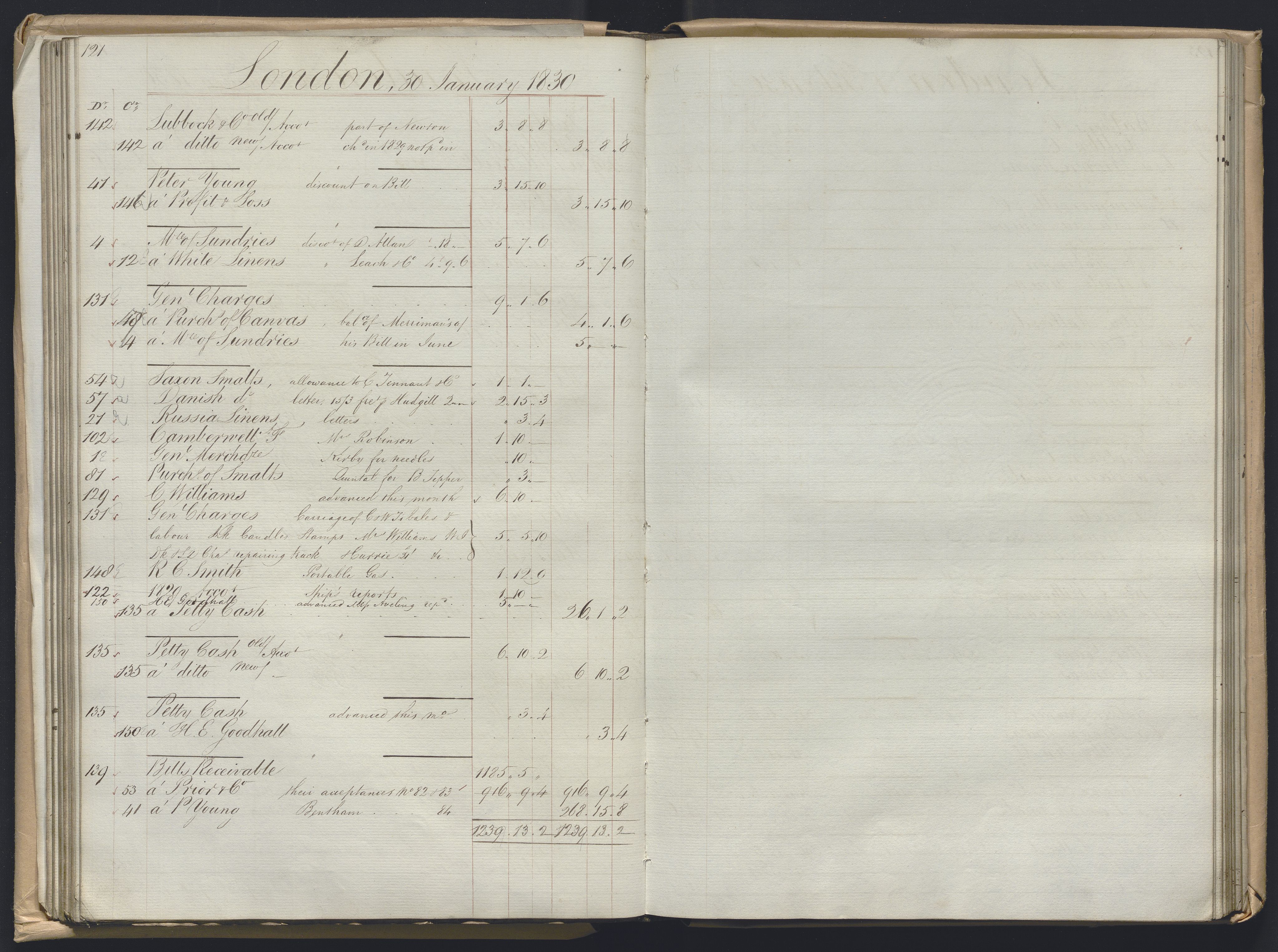 Smith, Goodhall & Reeves, AV/RA-PA-0586/R/L0001: Dagbok (Daybook) A, 1829-1831, p. 121-122