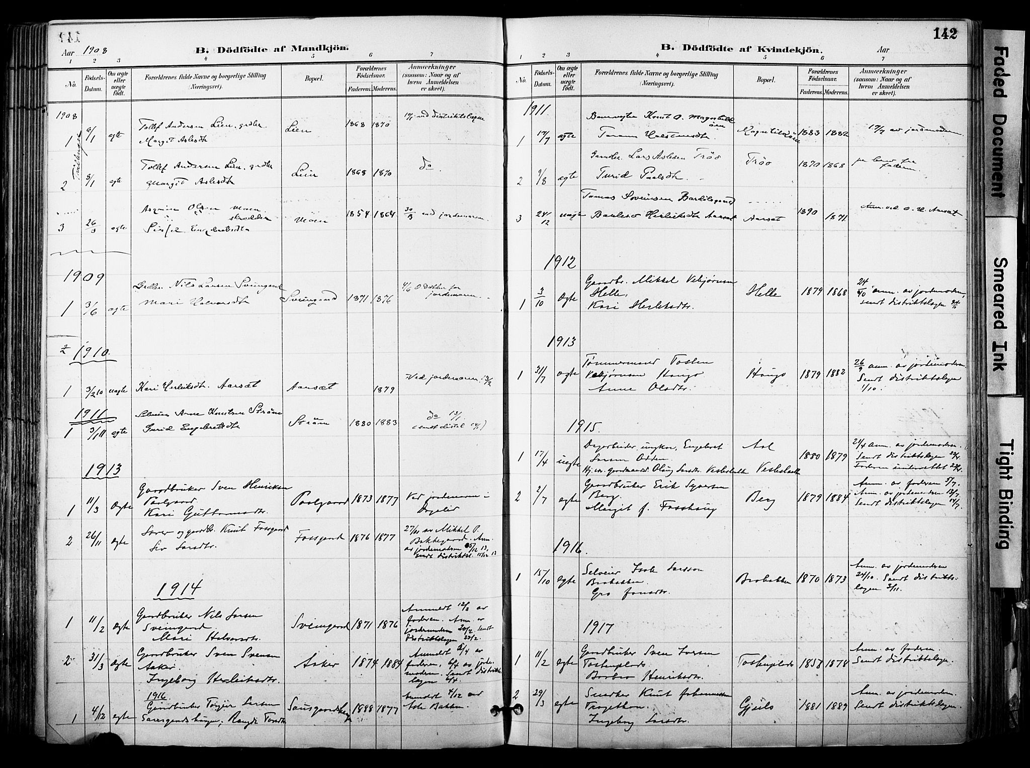 Hol kirkebøker, AV/SAKO-A-227/F/Fa/L0003: Parish register (official) no. I 3, 1887-1918, p. 142