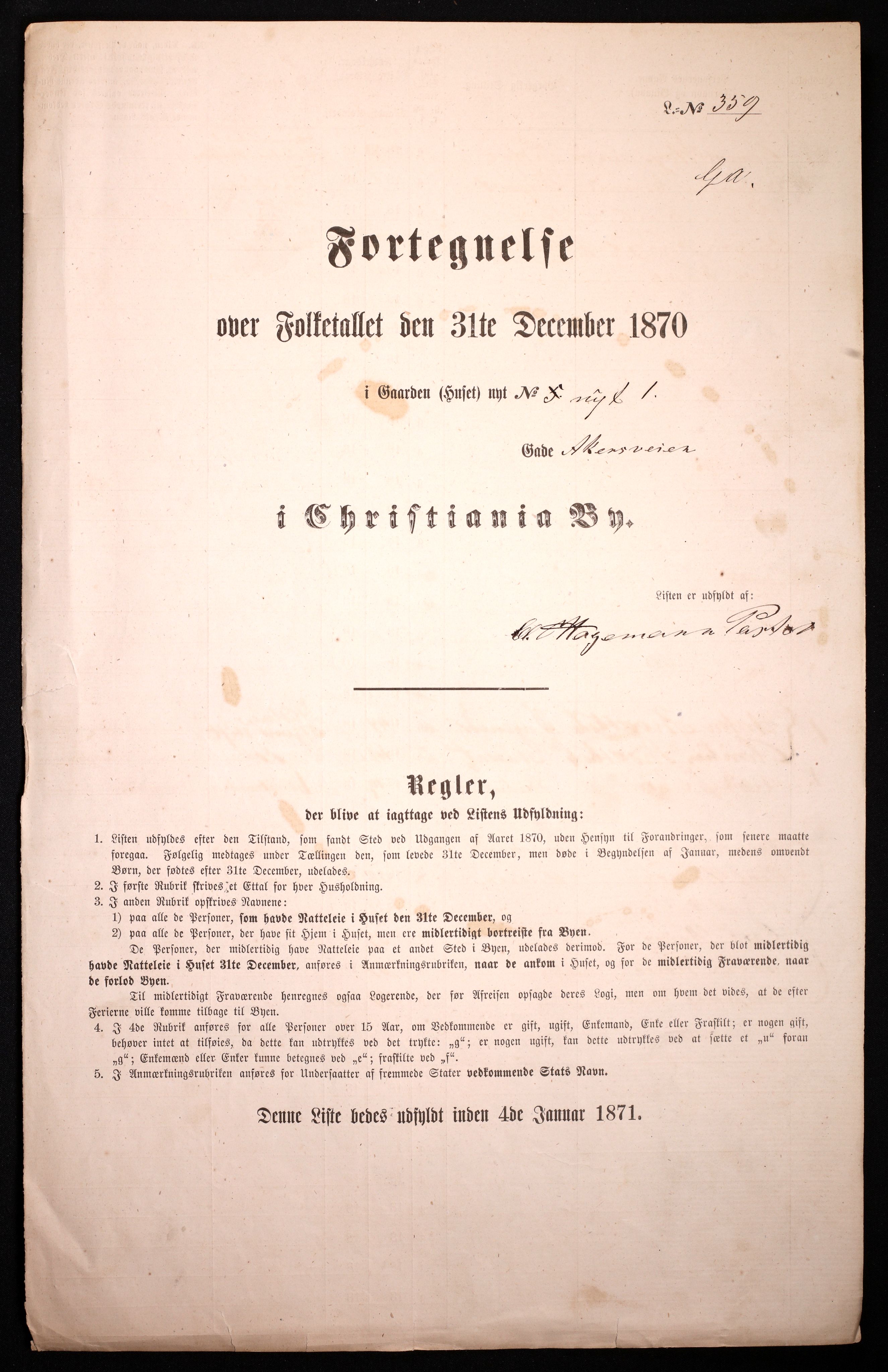 RA, 1870 census for 0301 Kristiania, 1870, p. 216