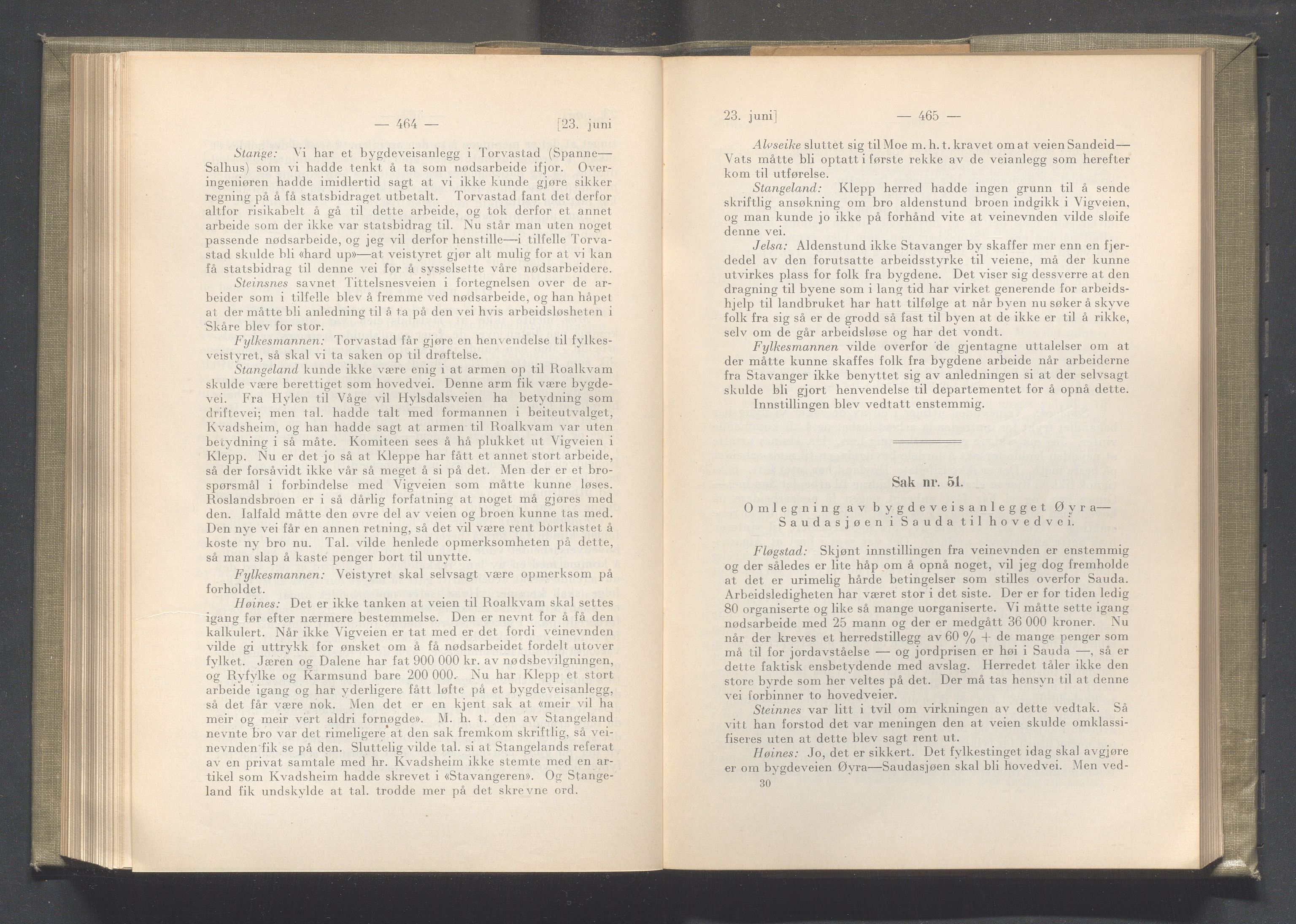 Rogaland fylkeskommune - Fylkesrådmannen , IKAR/A-900/A/Aa/Aaa/L0041: Møtebok , 1922, p. 464-465