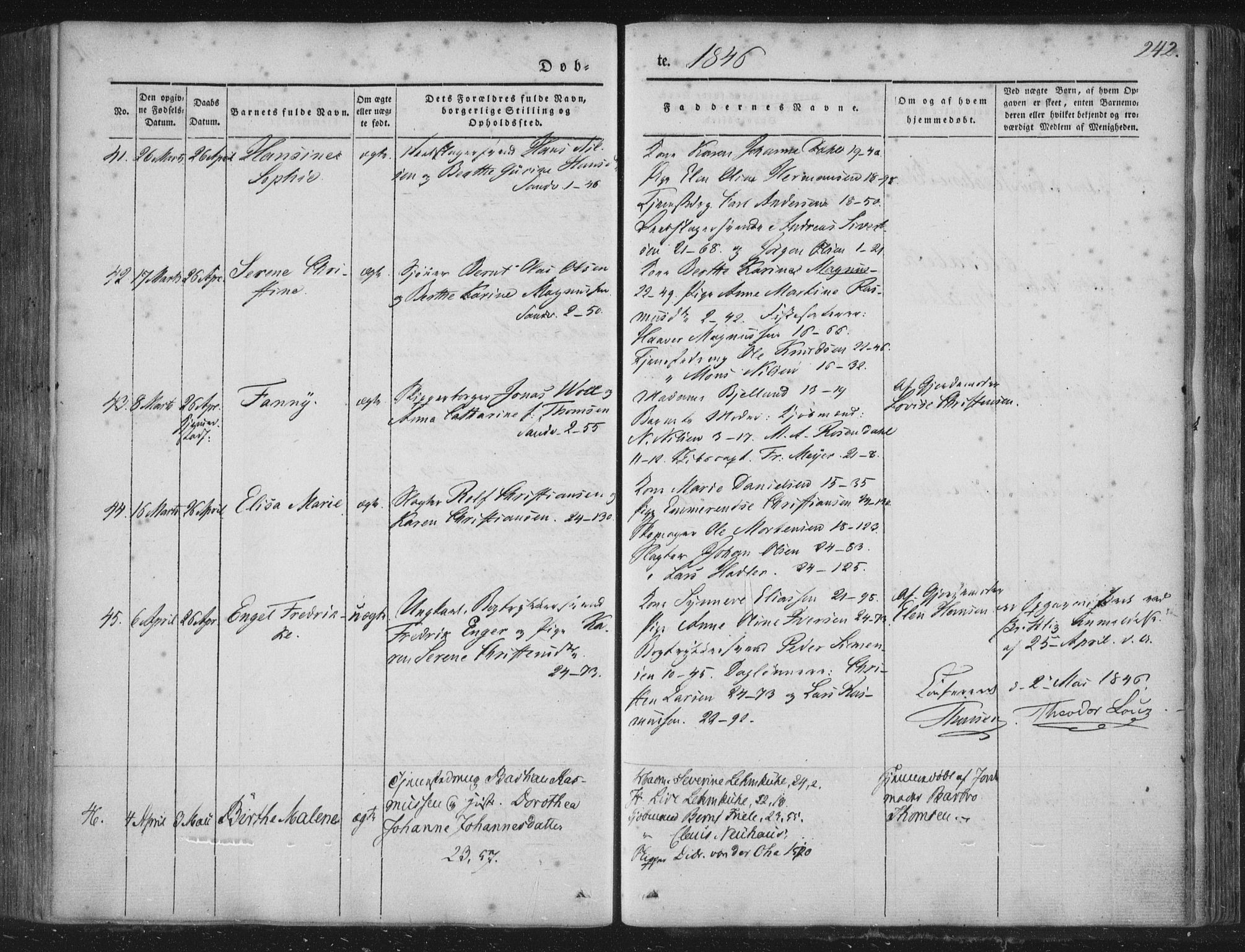 Korskirken sokneprestembete, AV/SAB-A-76101/H/Haa/L0016: Parish register (official) no. B 2, 1841-1851, p. 242