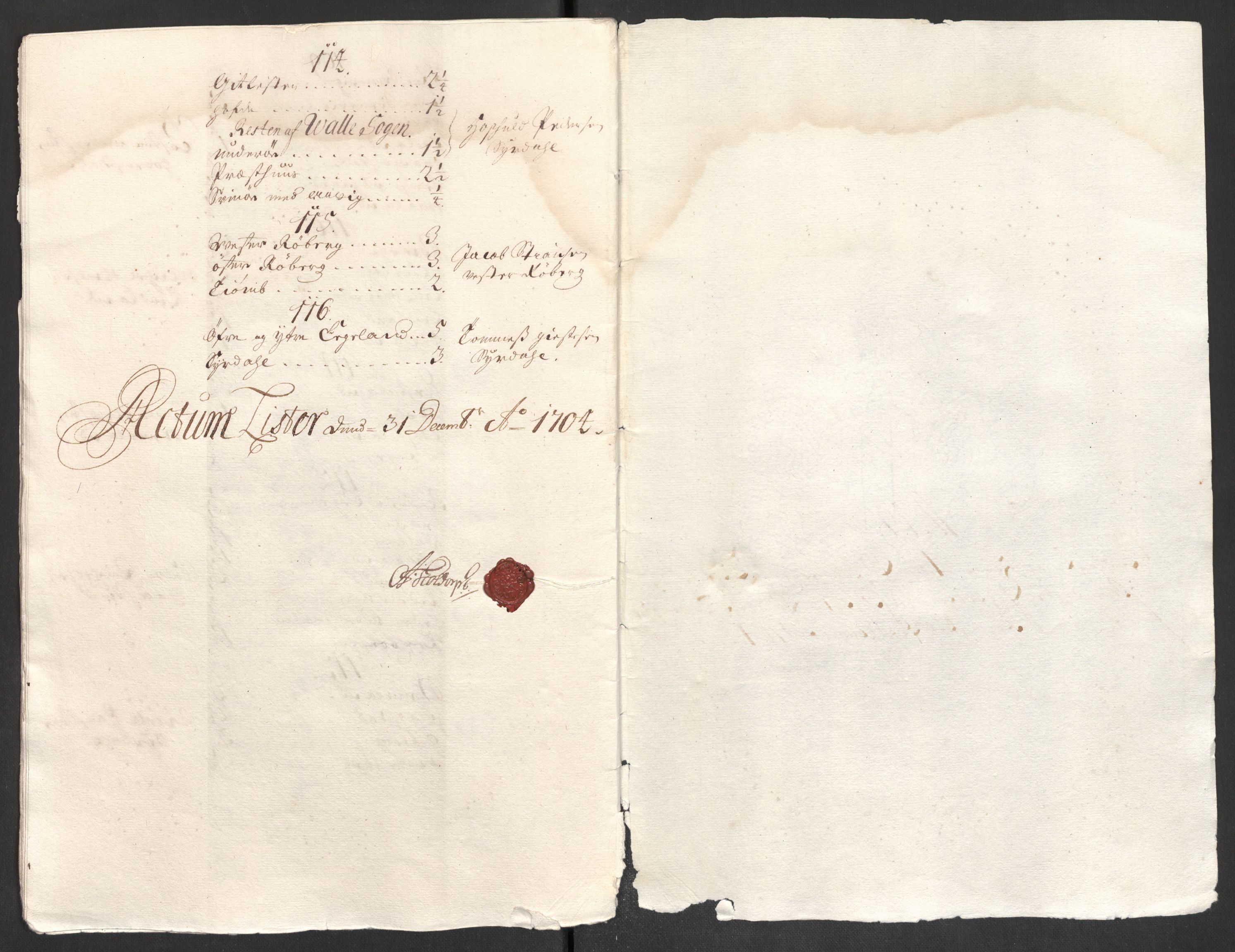 Rentekammeret inntil 1814, Reviderte regnskaper, Fogderegnskap, RA/EA-4092/R43/L2550: Fogderegnskap Lista og Mandal, 1703-1704, p. 421