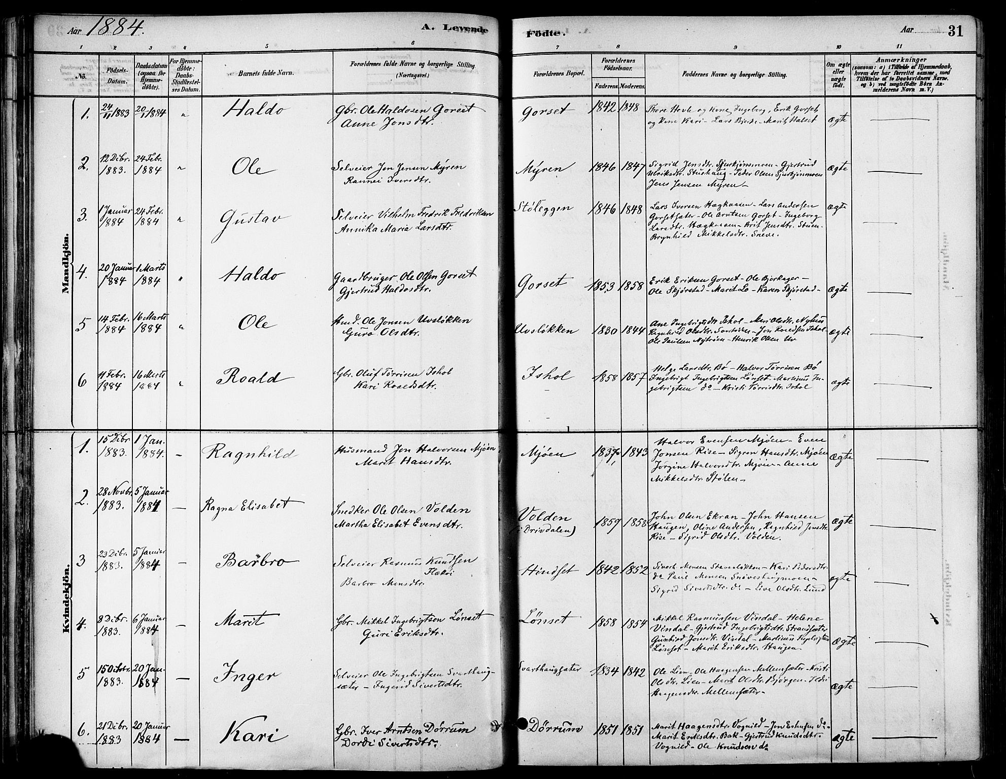 Ministerialprotokoller, klokkerbøker og fødselsregistre - Sør-Trøndelag, SAT/A-1456/678/L0901: Parish register (official) no. 678A10, 1881-1894, p. 31