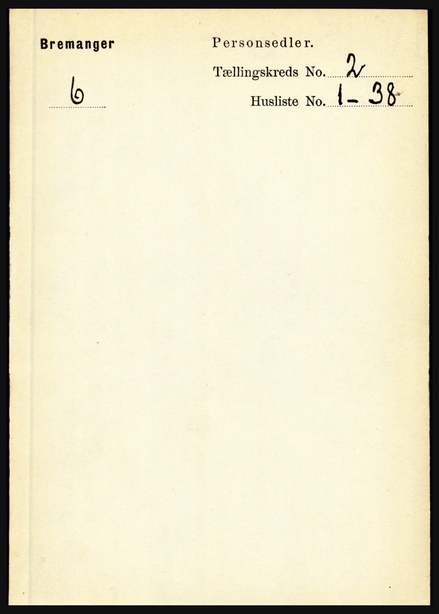 RA, 1891 census for 1438 Bremanger, 1891, p. 651