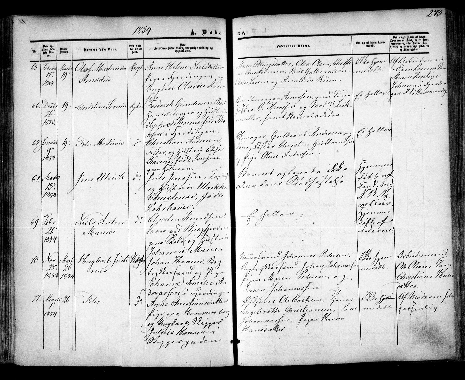 Oslo domkirke Kirkebøker, SAO/A-10752/F/Fa/L0014: Parish register (official) no. 14, 1850-1857, p. 273