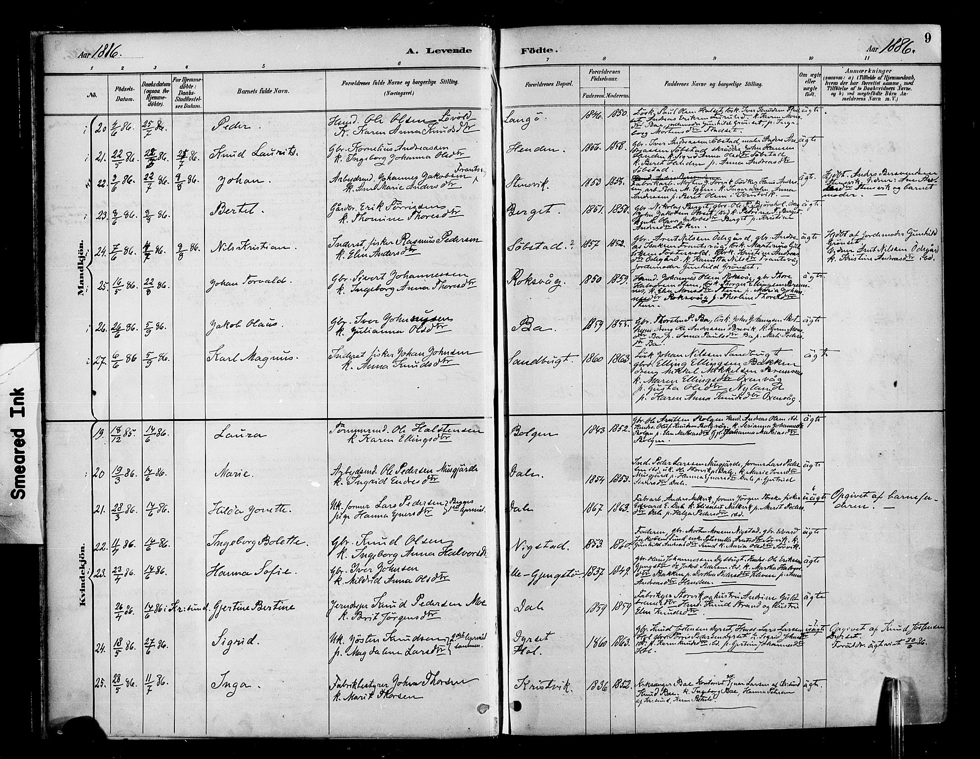 Ministerialprotokoller, klokkerbøker og fødselsregistre - Møre og Romsdal, AV/SAT-A-1454/569/L0819: Parish register (official) no. 569A05, 1885-1899, p. 9