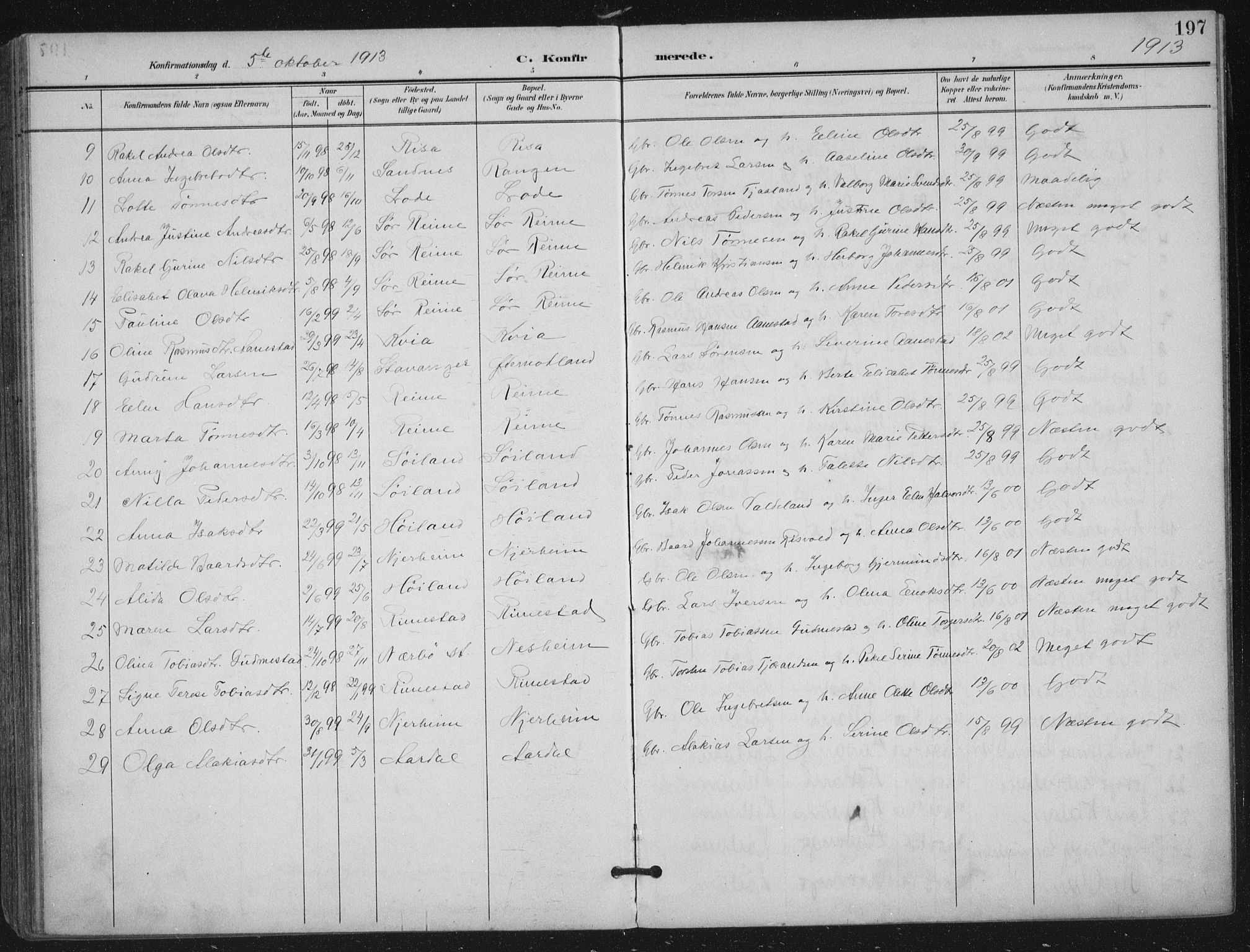 Hå sokneprestkontor, SAST/A-101801/002/B/L0001: Parish register (official) no. A 11, 1897-1924, p. 197