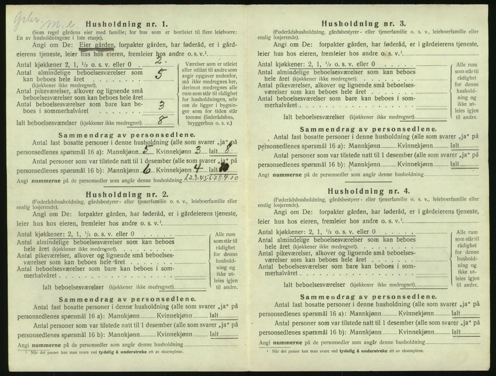 SAK, 1920 census for Herefoss, 1920, p. 133