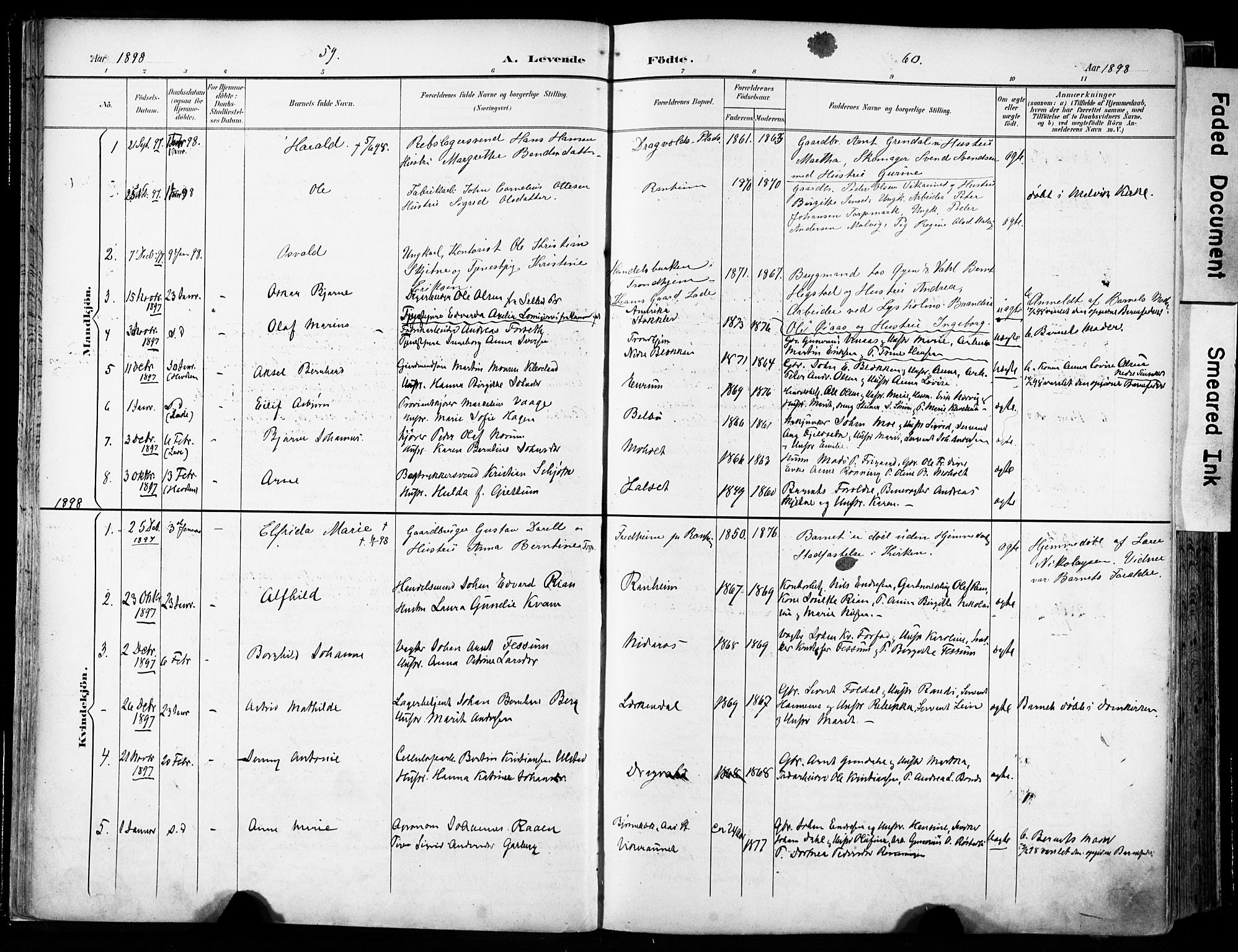 Ministerialprotokoller, klokkerbøker og fødselsregistre - Sør-Trøndelag, SAT/A-1456/606/L0301: Parish register (official) no. 606A16, 1894-1907, p. 59-60