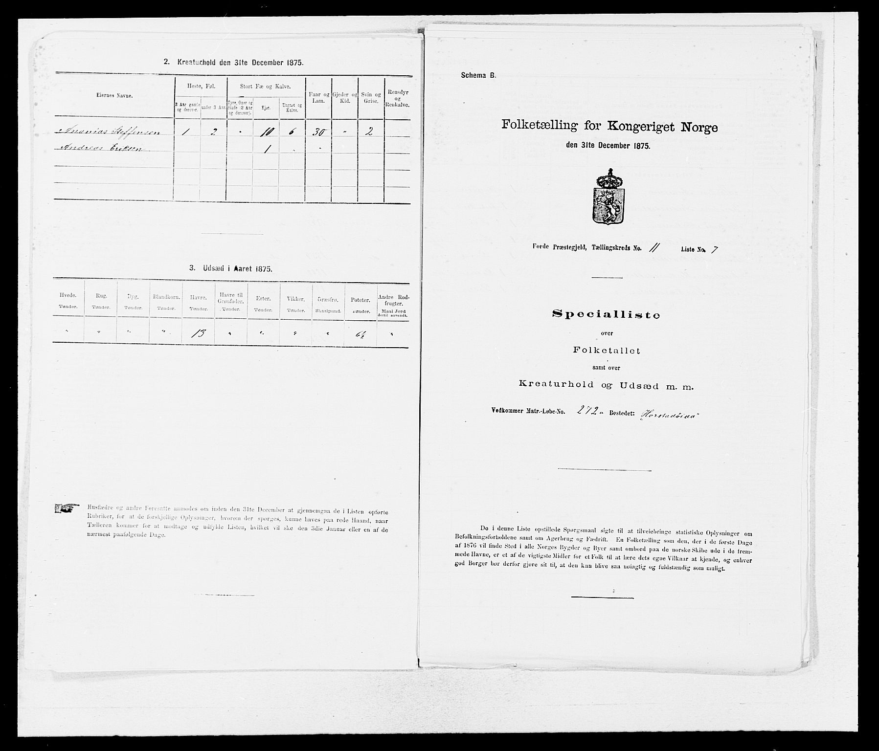 SAB, 1875 census for 1432P Førde, 1875, p. 1335