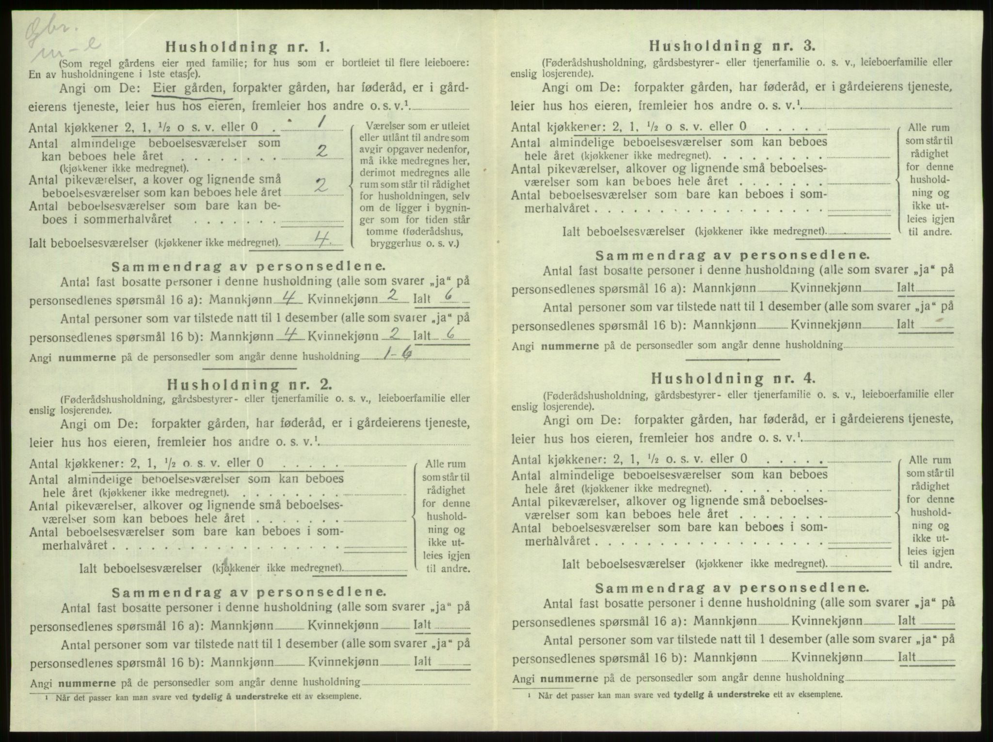 SAB, 1920 census for Hornindal, 1920, p. 422