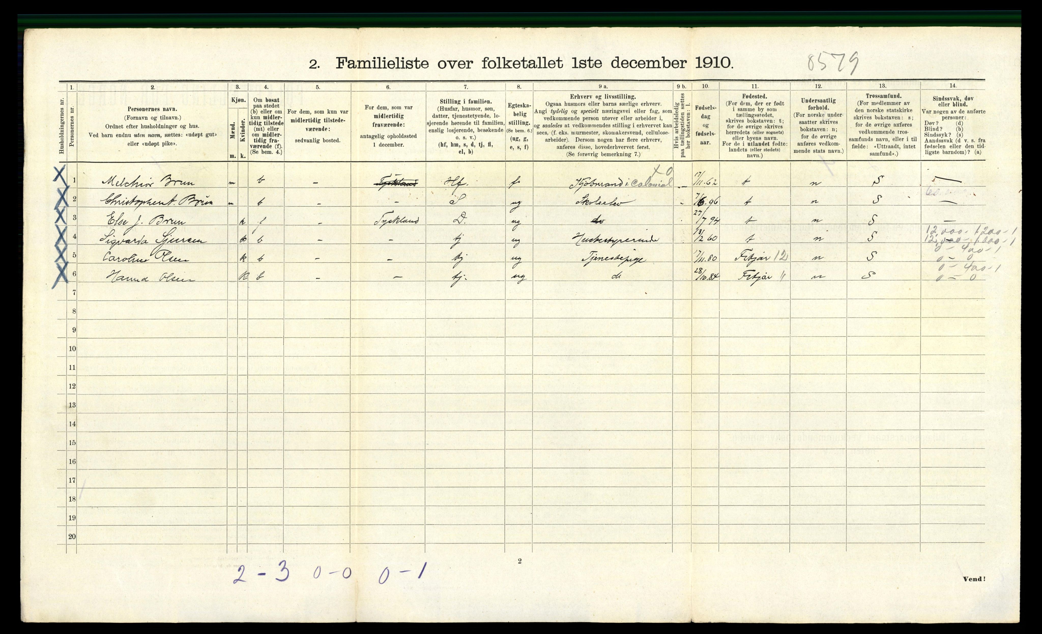 RA, 1910 census for Bergen, 1910, p. 22582