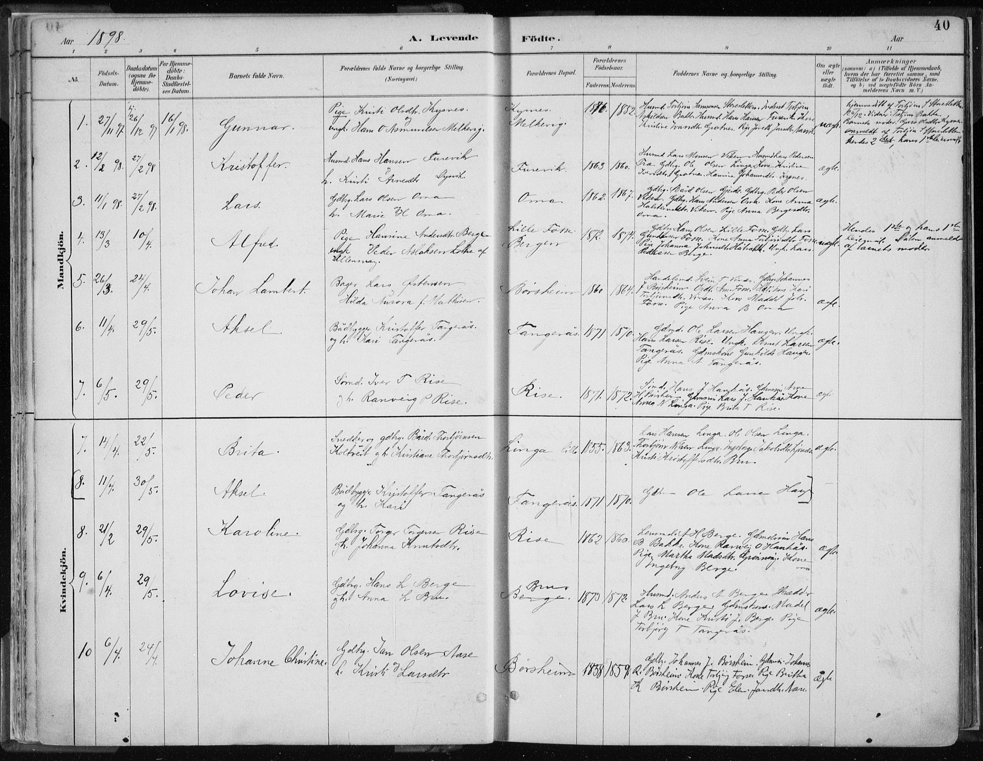 Strandebarm sokneprestembete, AV/SAB-A-78401/H/Haa: Parish register (official) no. B  1, 1886-1908, p. 40