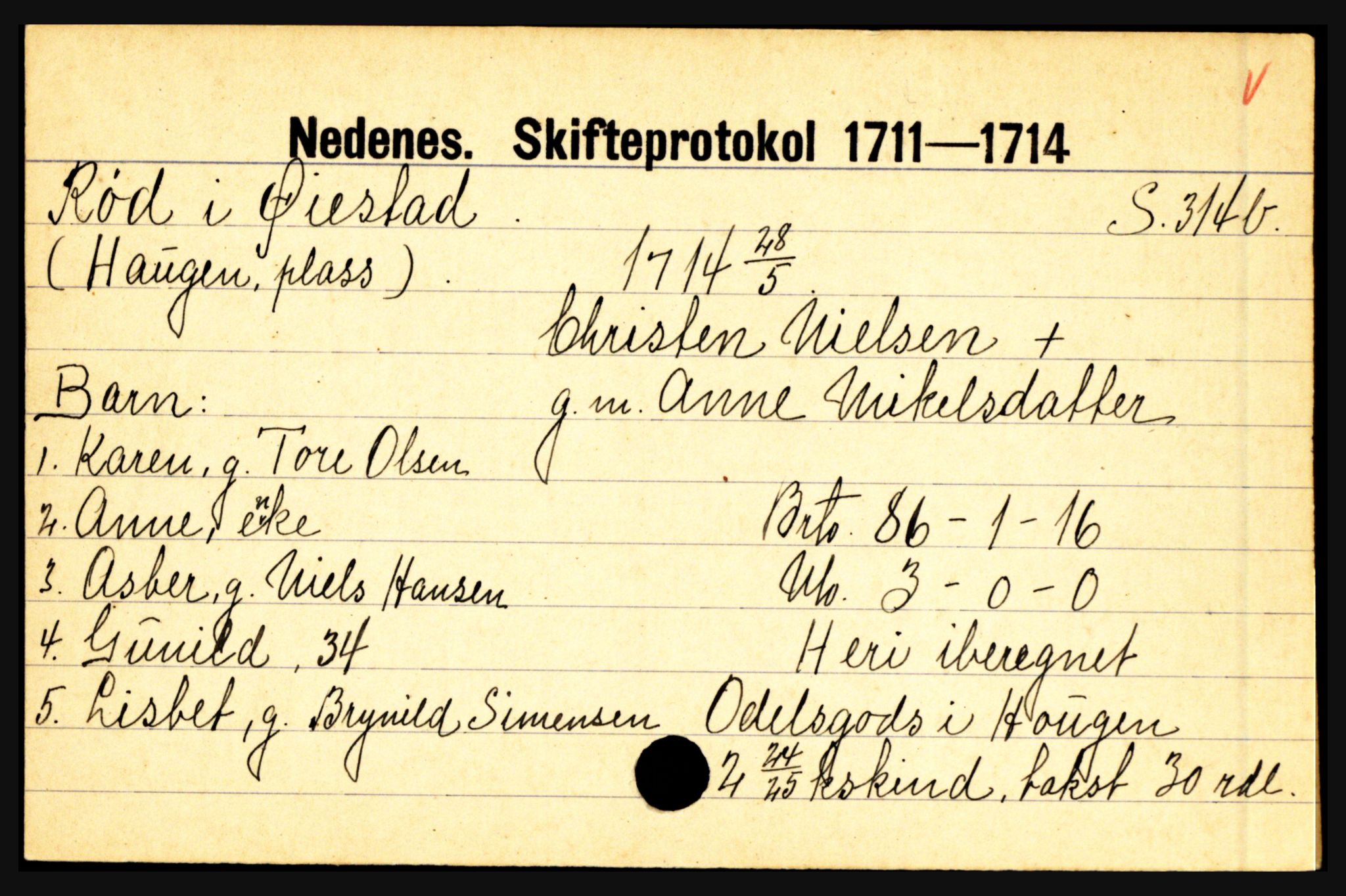 Nedenes sorenskriveri før 1824, AV/SAK-1221-0007/H, p. 24685