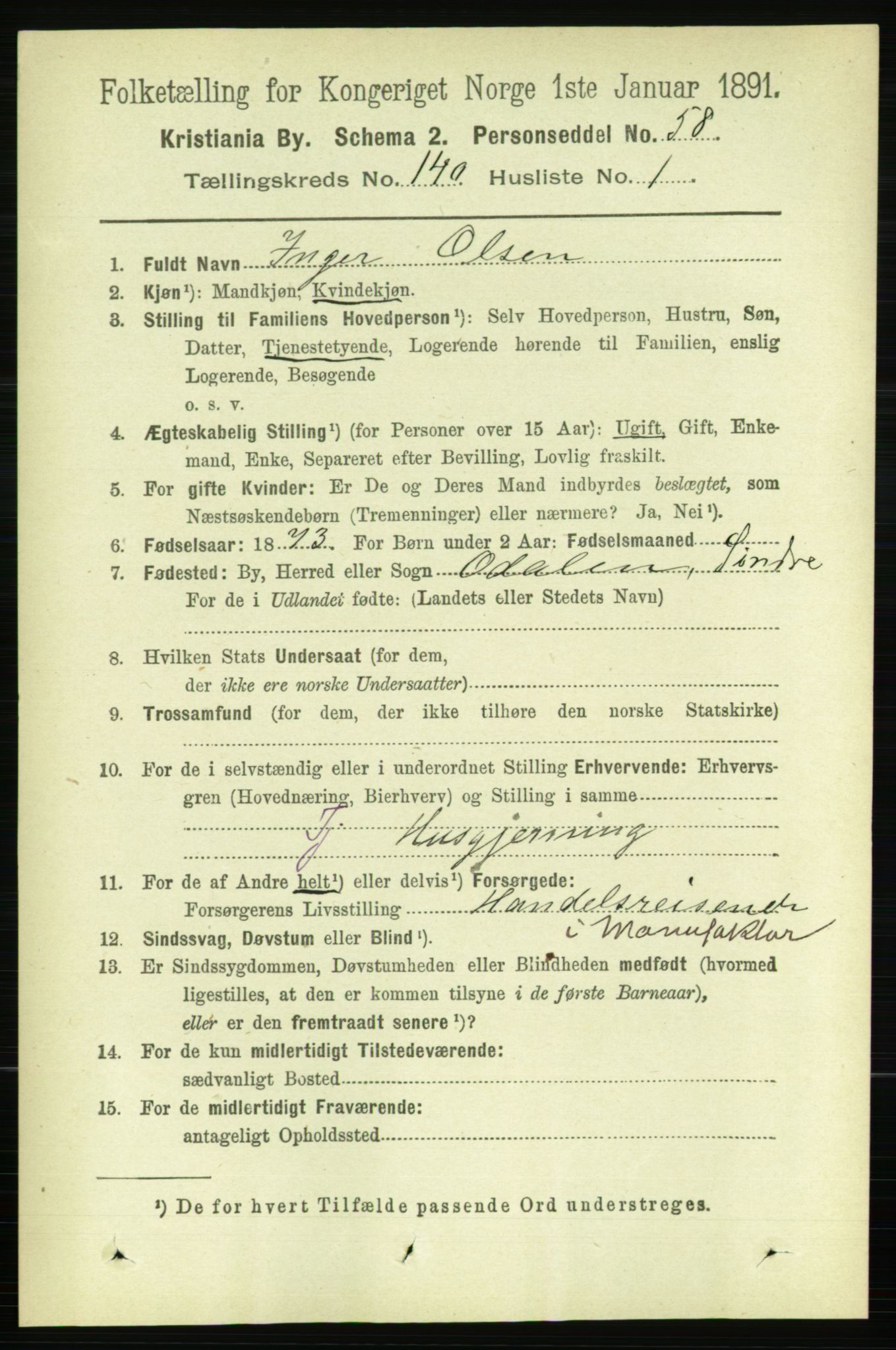 RA, 1891 census for 0301 Kristiania, 1891, p. 77512