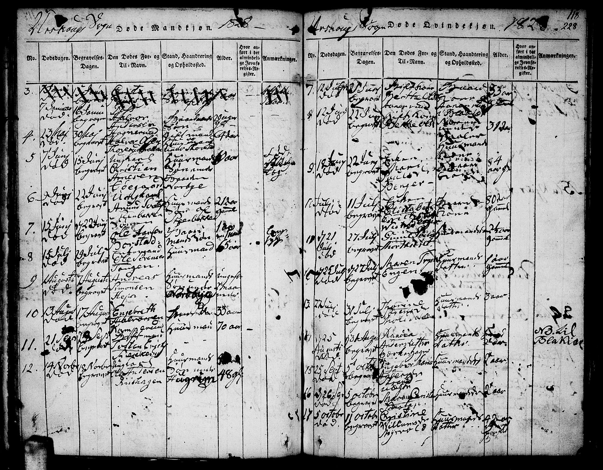 Aurskog prestekontor Kirkebøker, SAO/A-10304a/F/Fa/L0005: Parish register (official) no. I 5, 1814-1829, p. 228