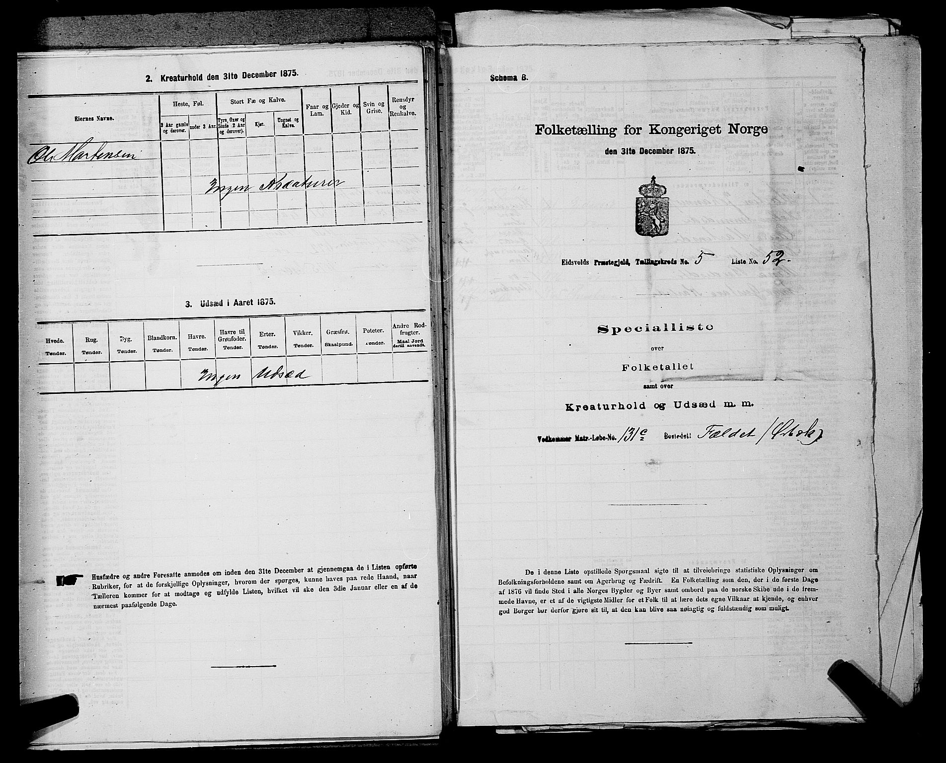 RA, 1875 census for 0237P Eidsvoll, 1875, p. 813