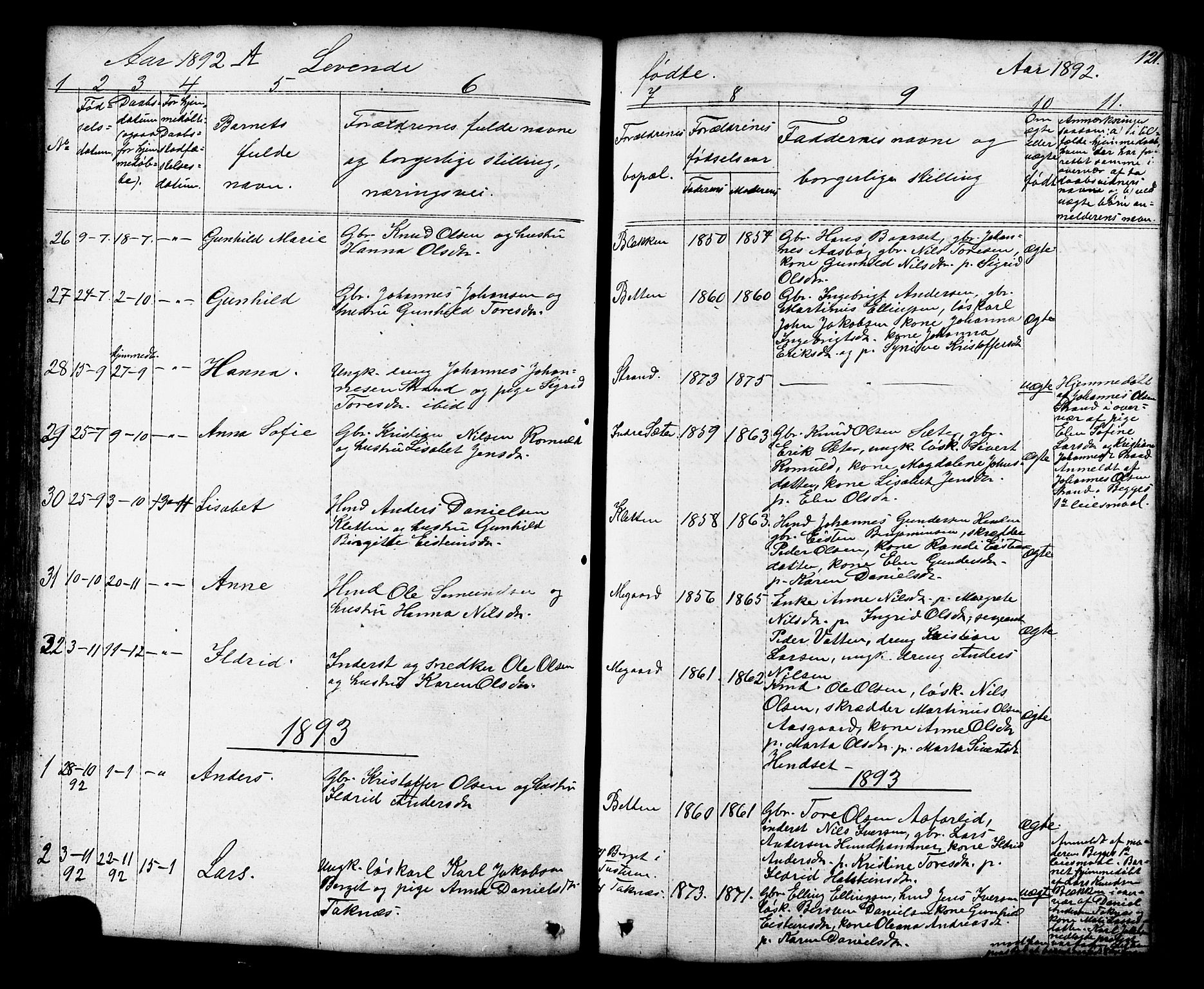 Ministerialprotokoller, klokkerbøker og fødselsregistre - Møre og Romsdal, AV/SAT-A-1454/576/L0890: Parish register (copy) no. 576C01, 1837-1908, p. 121