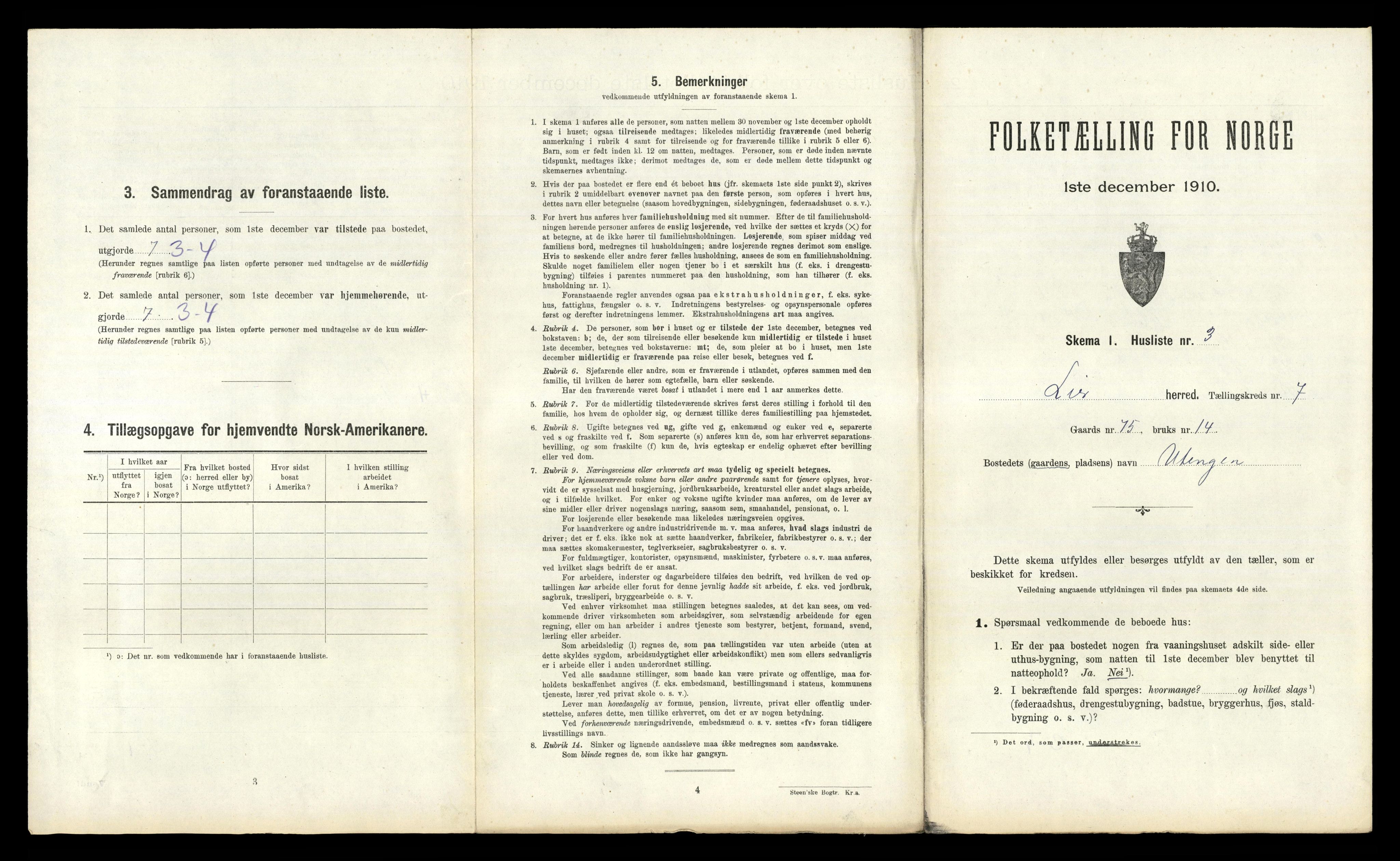 RA, 1910 census for Lier, 1910, p. 1140