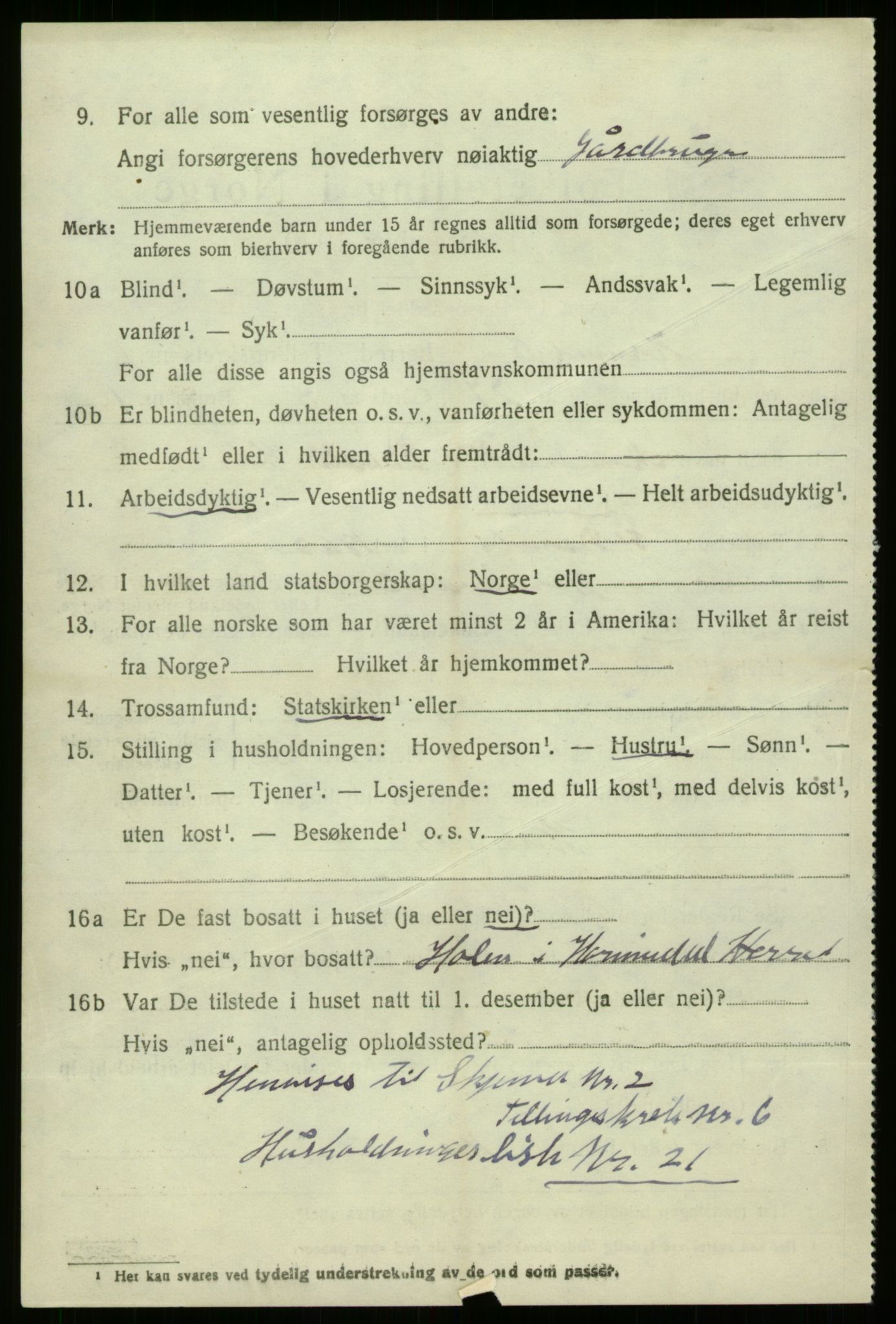 SAB, 1920 census for Hornindal, 1920, p. 937