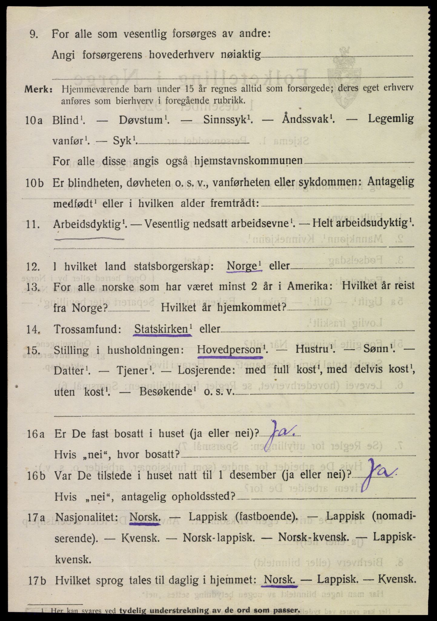 SAT, 1920 census for Sparbu, 1920, p. 3212