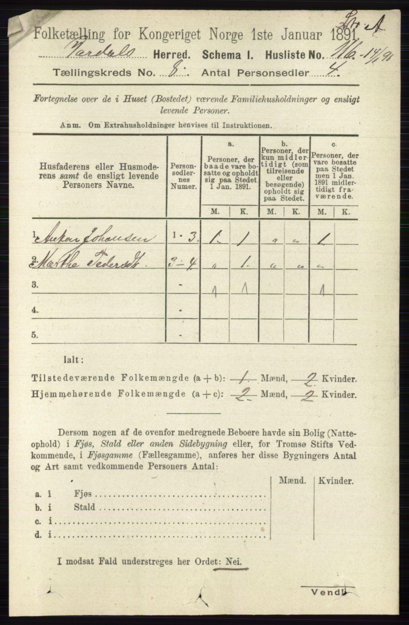 RA, 1891 census for 0527 Vardal, 1891, p. 3686