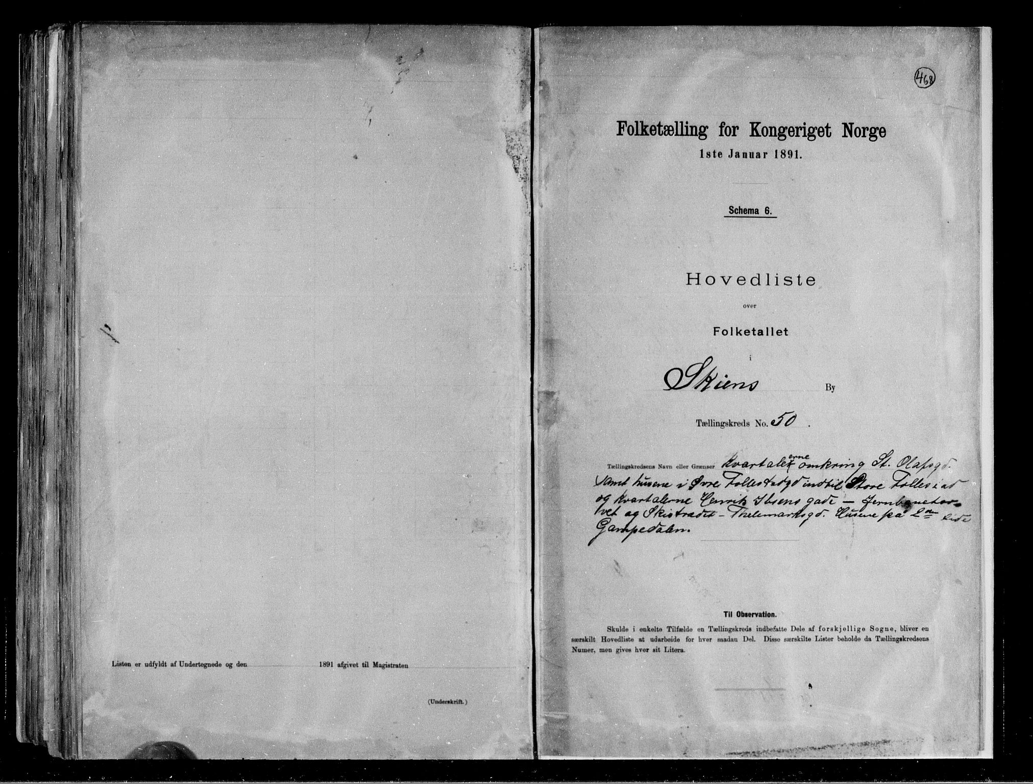 RA, 1891 census for 0806 Skien, 1891, p. 107