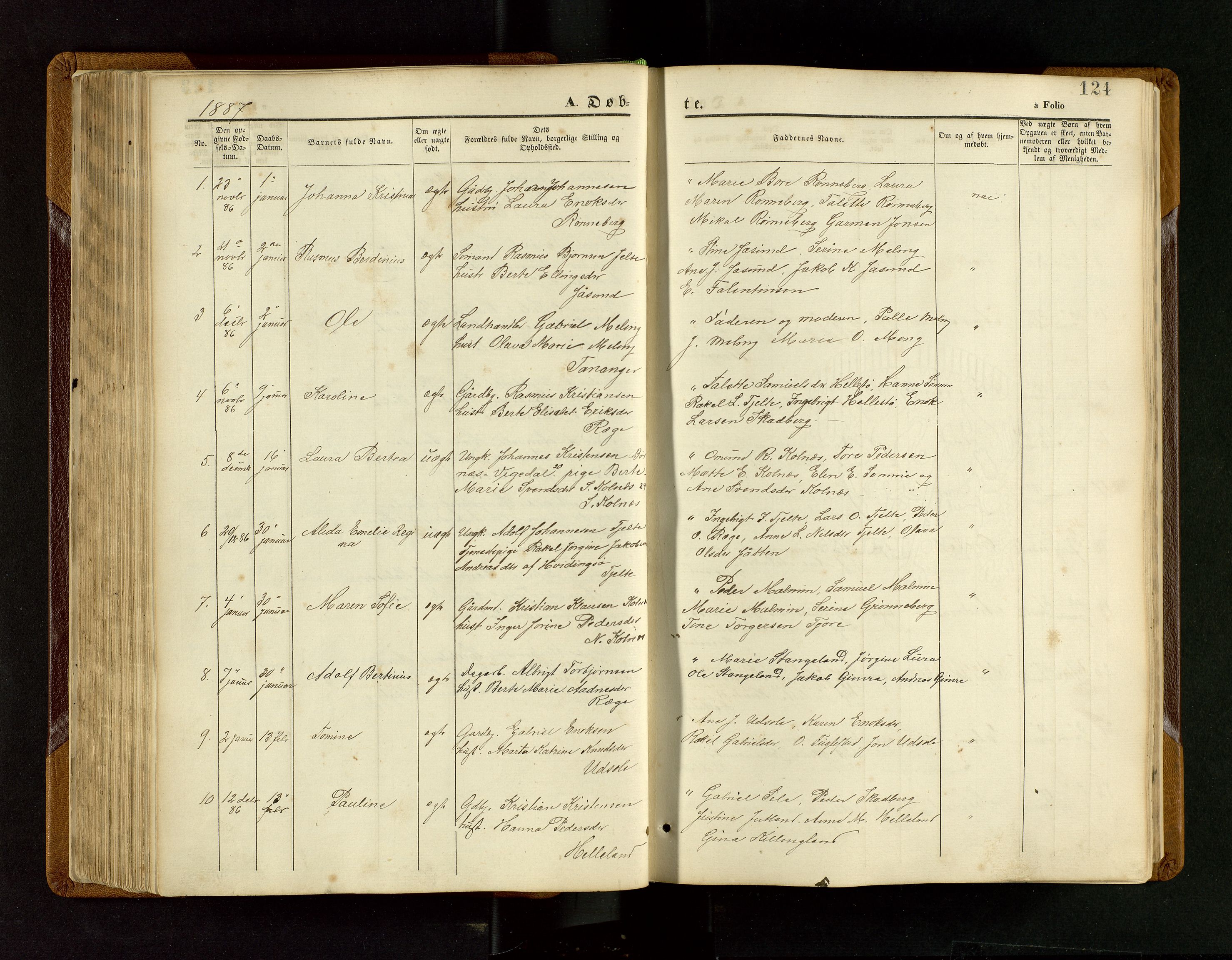 Håland sokneprestkontor, SAST/A-101802/001/30BB/L0003: Parish register (copy) no. B 3, 1873-1893, p. 124