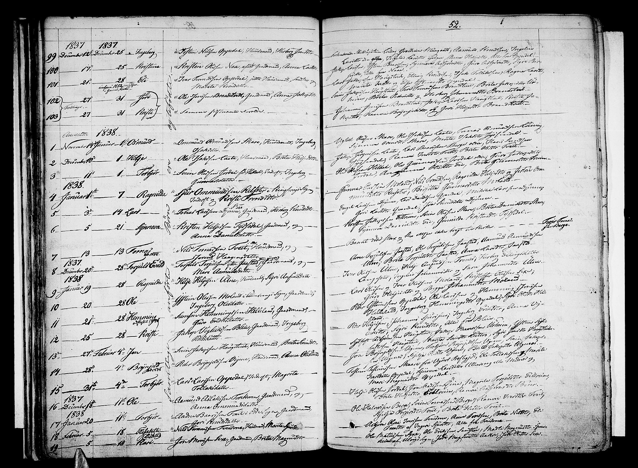 Ullensvang sokneprestembete, AV/SAB-A-78701/H/Haa: Parish register (official) no. A 10, 1825-1853, p. 52