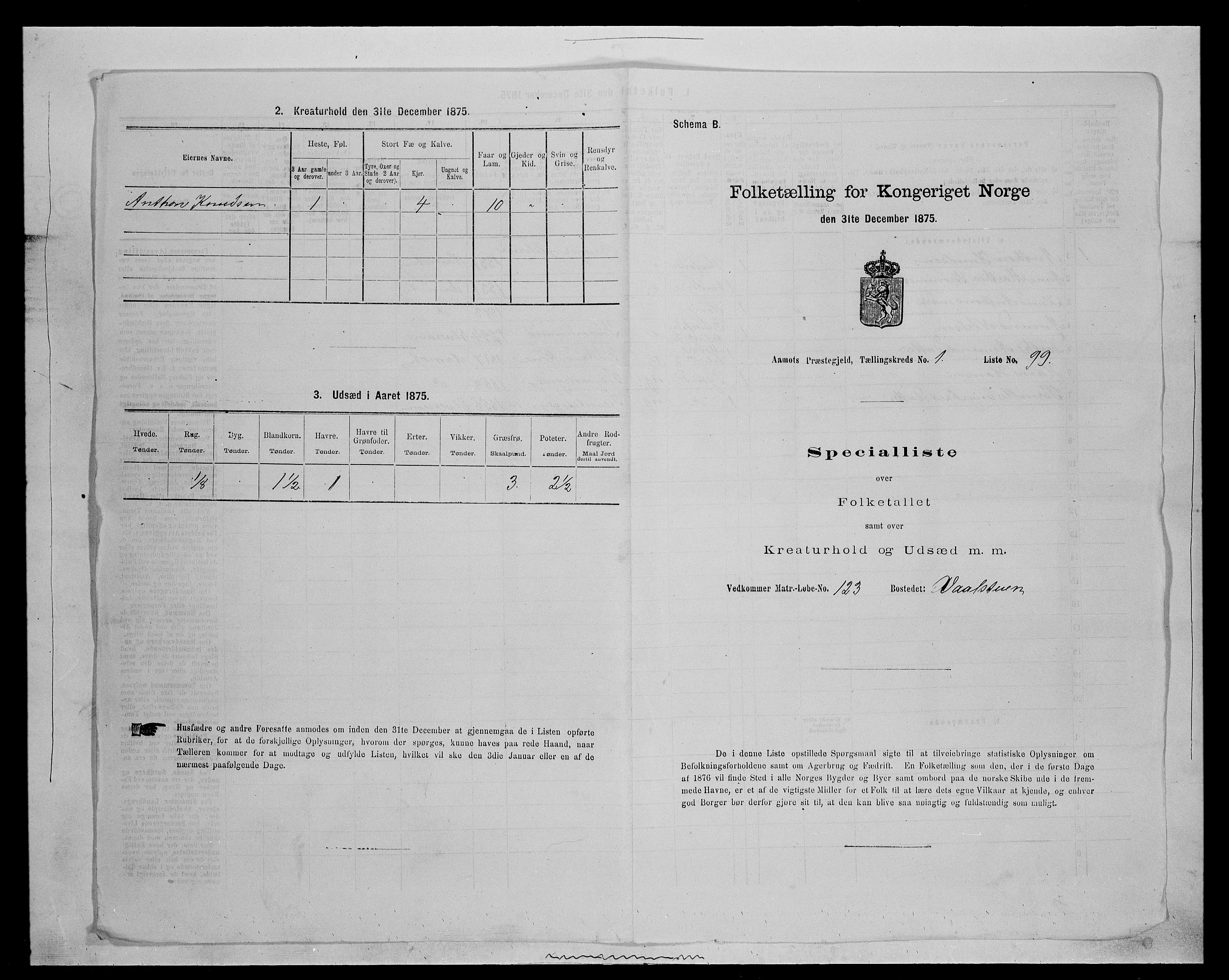 SAH, 1875 census for 0429P Åmot, 1875, p. 284