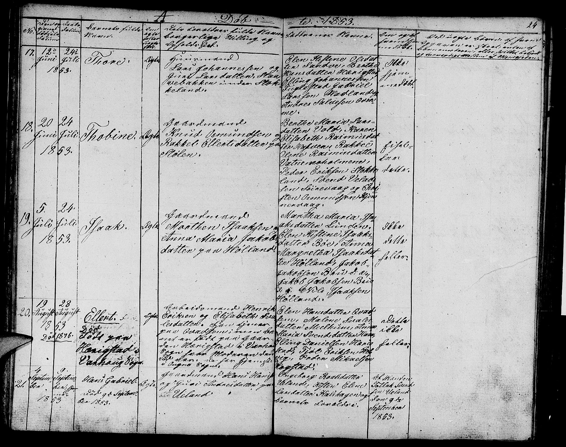 Eigersund sokneprestkontor, AV/SAST-A-101807/S09/L0003: Parish register (copy) no. B 3, 1846-1875, p. 24