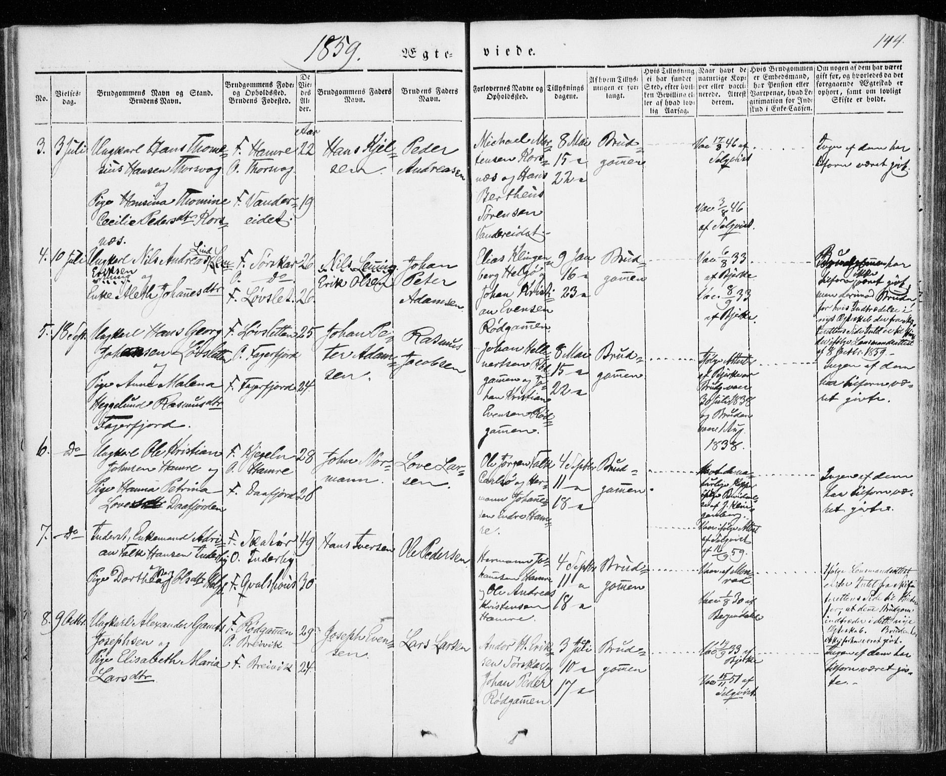 Karlsøy sokneprestembete, AV/SATØ-S-1299/H/Ha/Haa/L0009kirke: Parish register (official) no. 9, 1838-1867, p. 144
