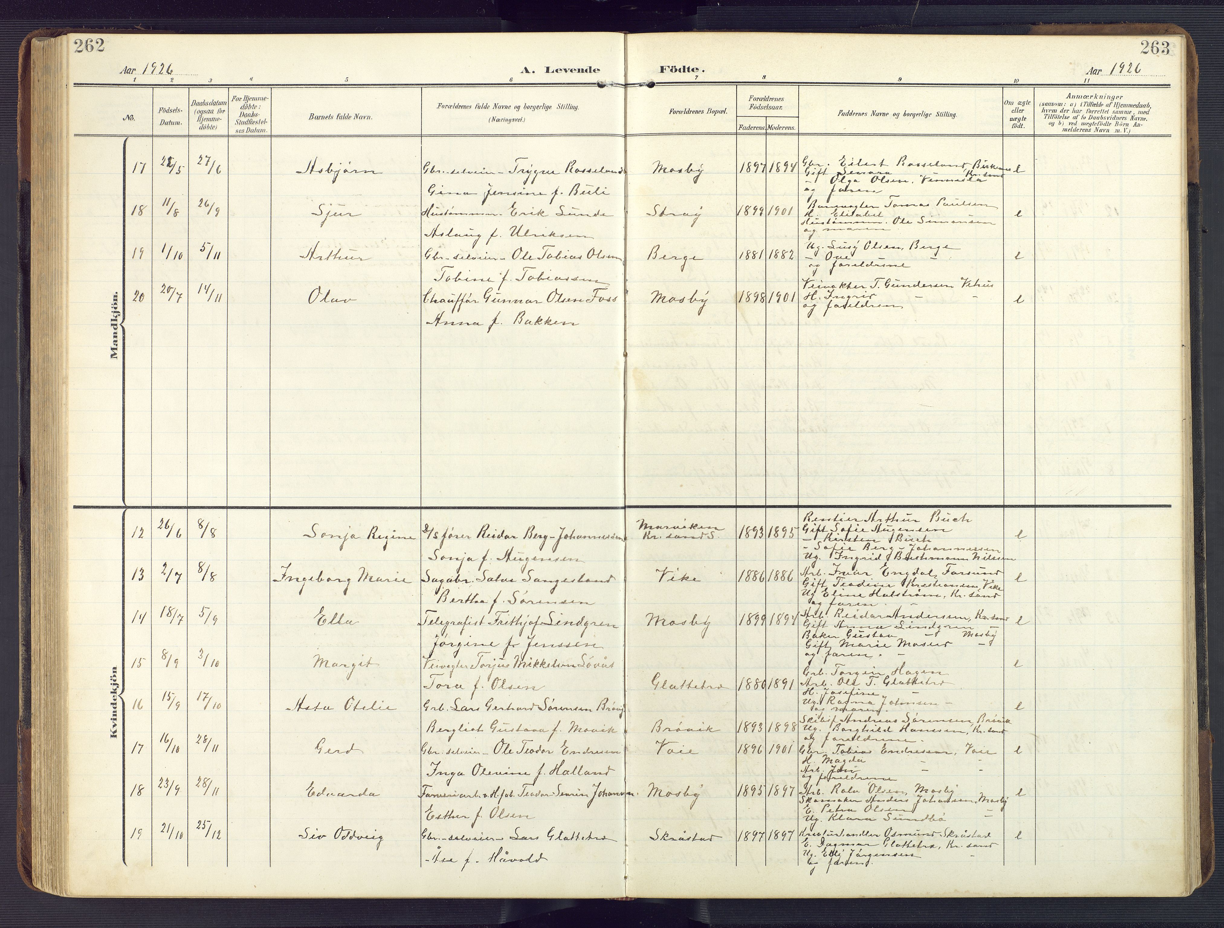 Oddernes sokneprestkontor, SAK/1111-0033/F/Fb/Fba/L0010: Parish register (copy) no. B 10, 1907-1941, p. 262-263