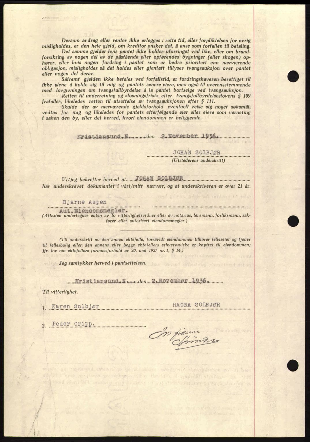 Kristiansund byfogd, AV/SAT-A-4587/A/27: Mortgage book no. 29, 1936-1937, Diary no: : 619/1936