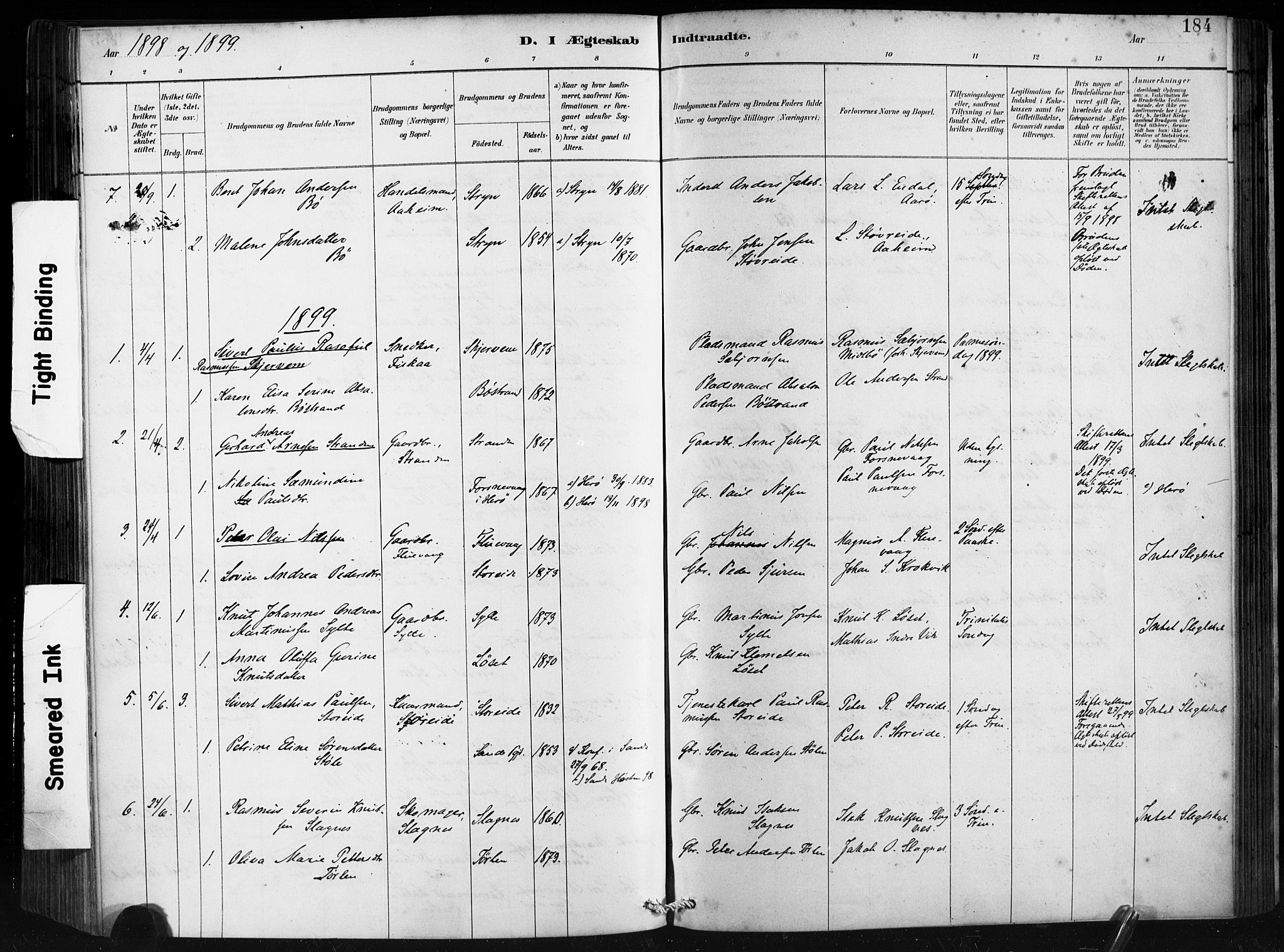 Ministerialprotokoller, klokkerbøker og fødselsregistre - Møre og Romsdal, AV/SAT-A-1454/501/L0008: Parish register (official) no. 501A08, 1885-1901, p. 184