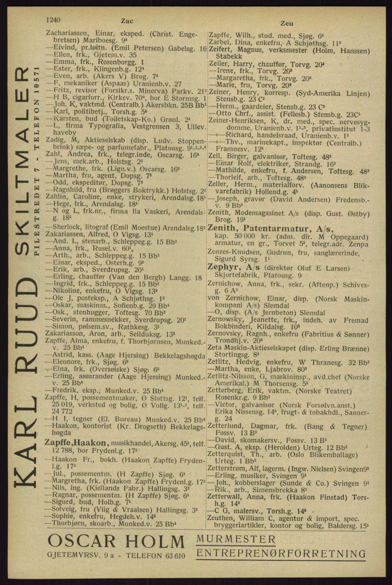Kristiania/Oslo adressebok, PUBL/-, 1929, p. 1240