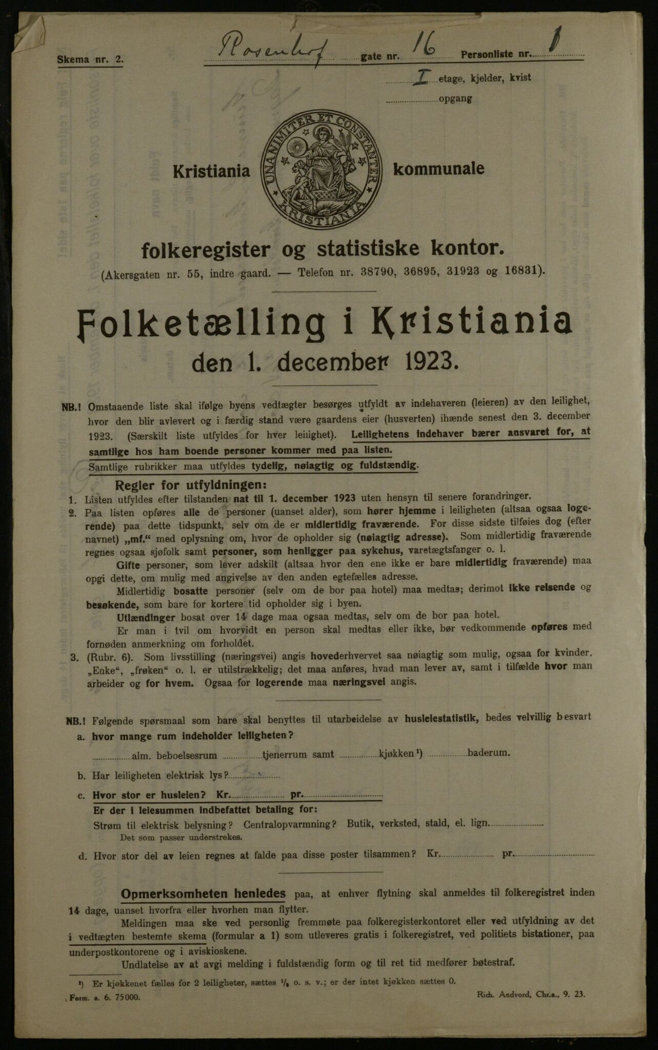 OBA, Municipal Census 1923 for Kristiania, 1923, p. 92632