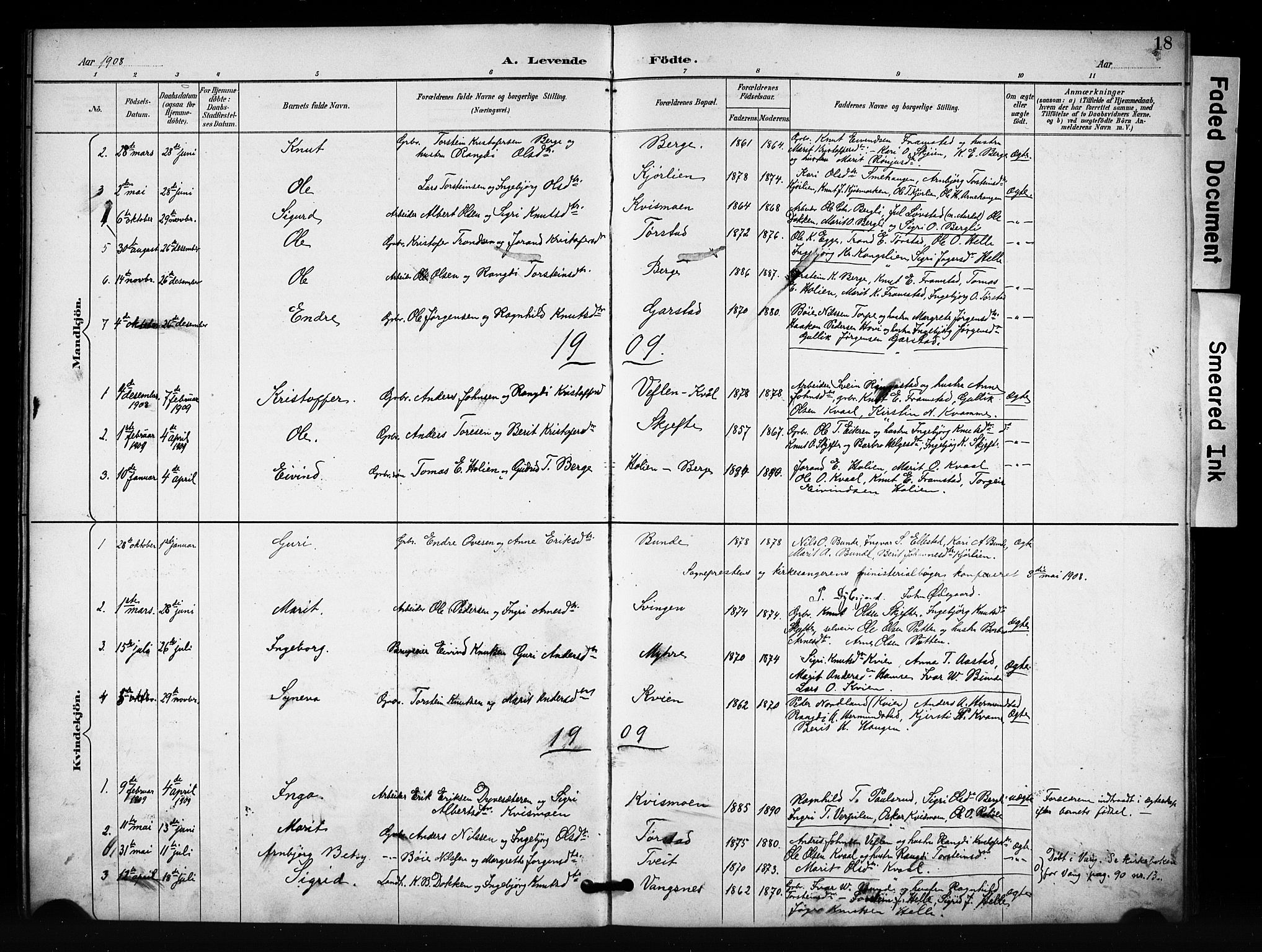 Vang prestekontor, Valdres, SAH/PREST-140/H/Hb/L0007: Parish register (copy) no. 7, 1893-1924, p. 18
