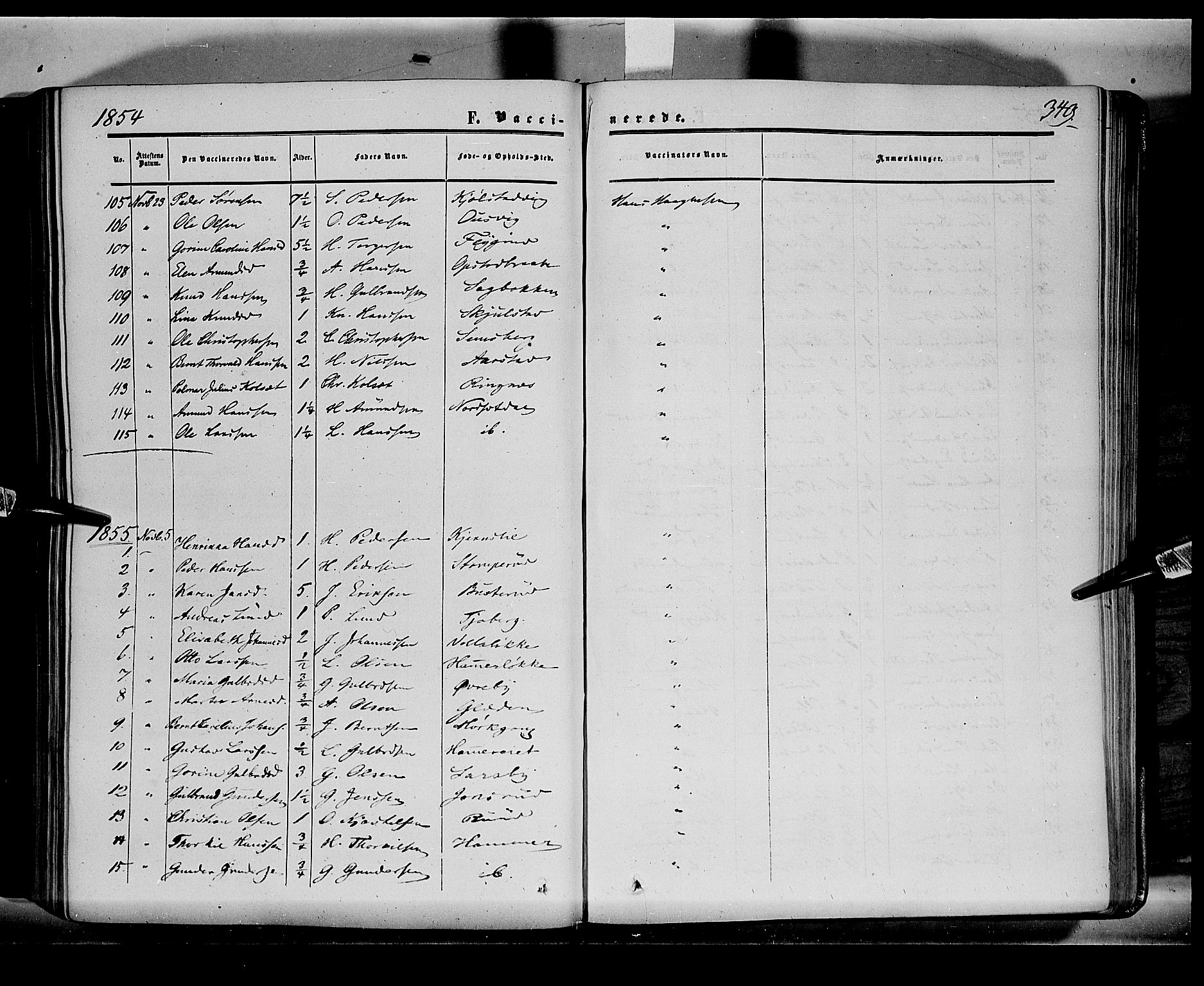 Sør-Odal prestekontor, AV/SAH-PREST-030/H/Ha/Haa/L0001: Parish register (official) no. 1, 1849-1859, p. 349