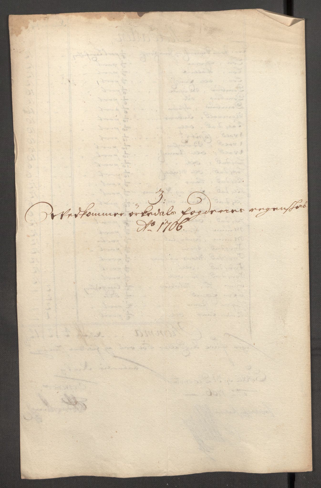 Rentekammeret inntil 1814, Reviderte regnskaper, Fogderegnskap, AV/RA-EA-4092/R60/L3956: Fogderegnskap Orkdal og Gauldal, 1706, p. 97