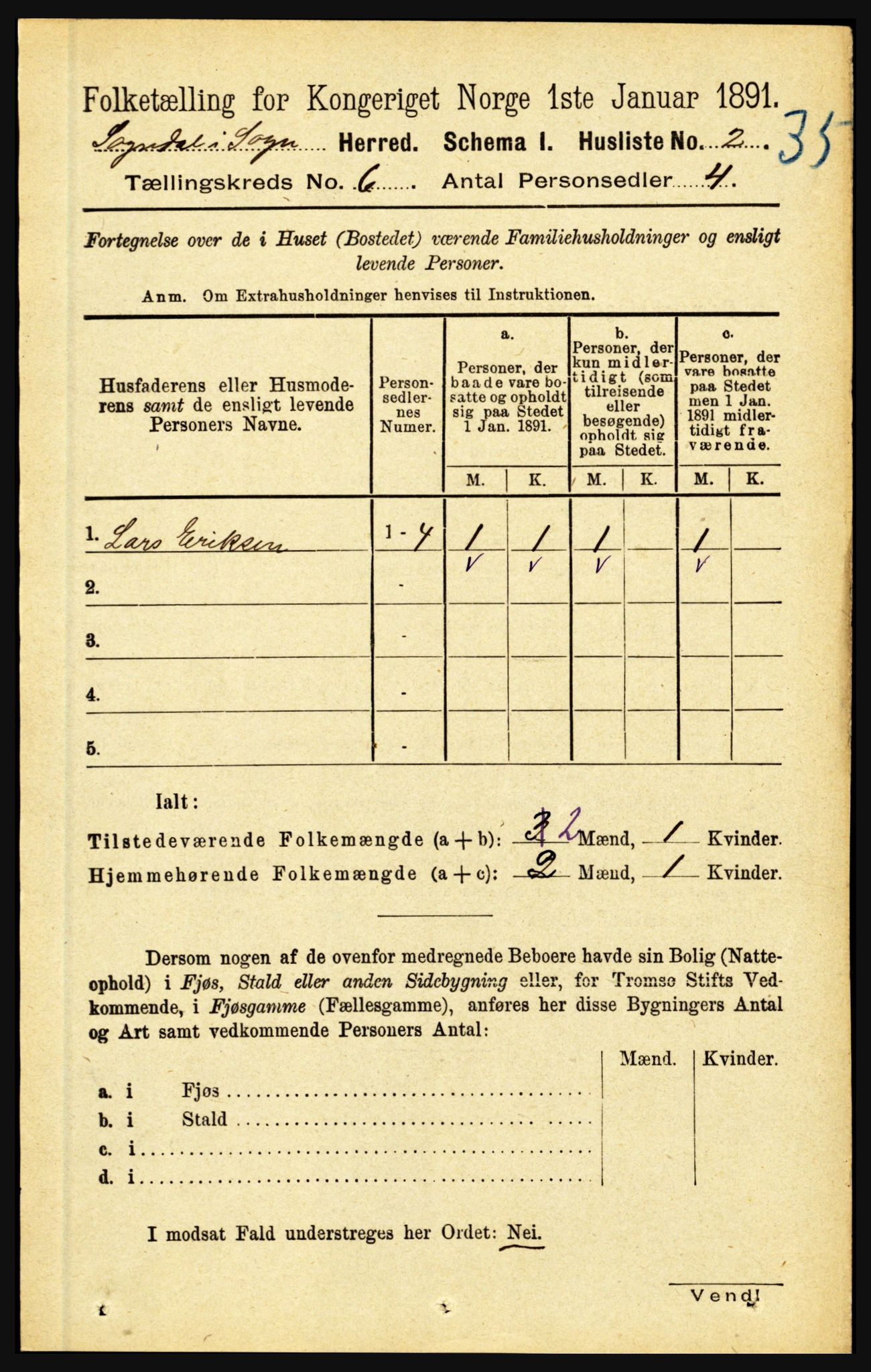 RA, 1891 census for 1420 Sogndal, 1891, p. 2548