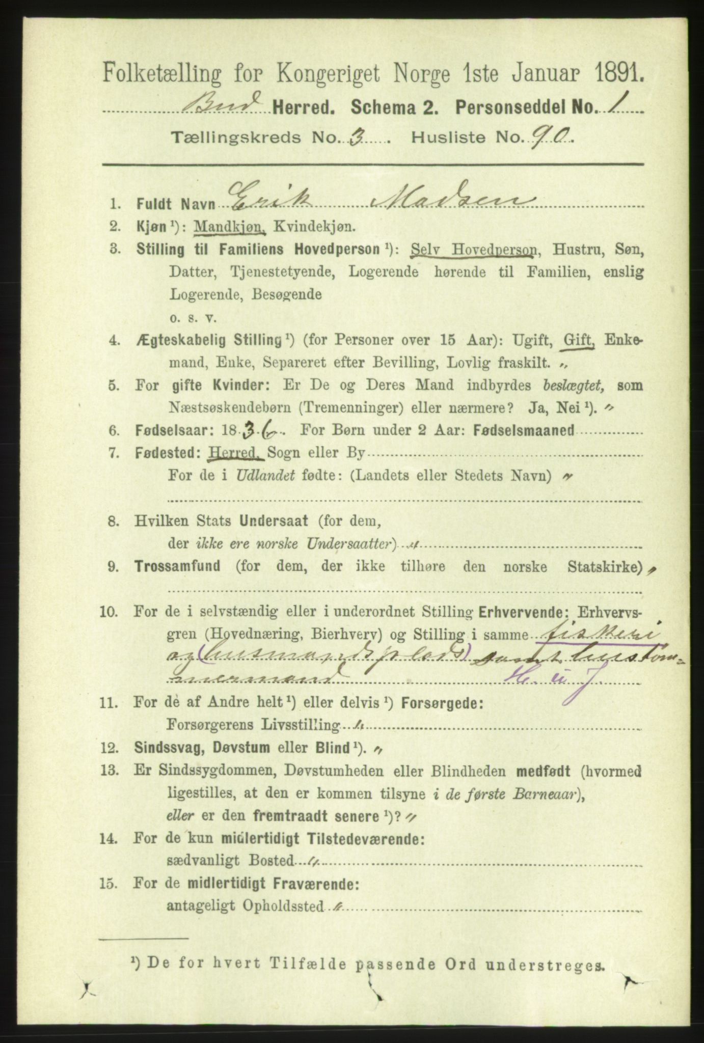 RA, 1891 census for 1549 Bud, 1891, p. 2059