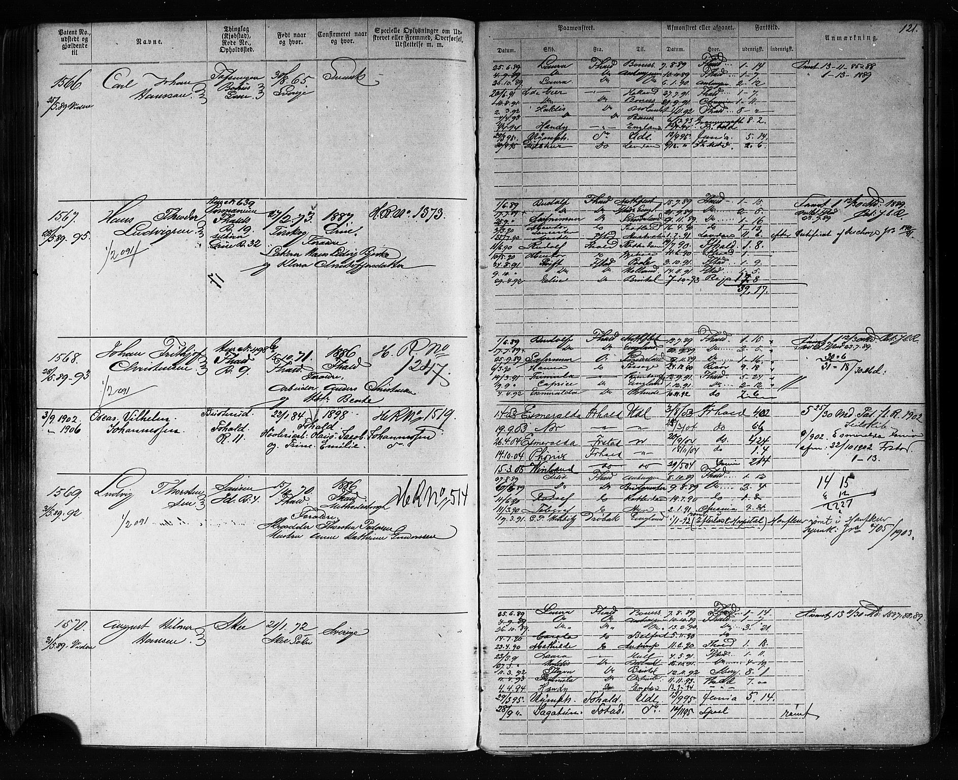 Halden mønstringskontor, AV/SAO-A-10569a/F/Fc/Fca/L0005: Annotasjonsrulle, 1875-1910, p. 124