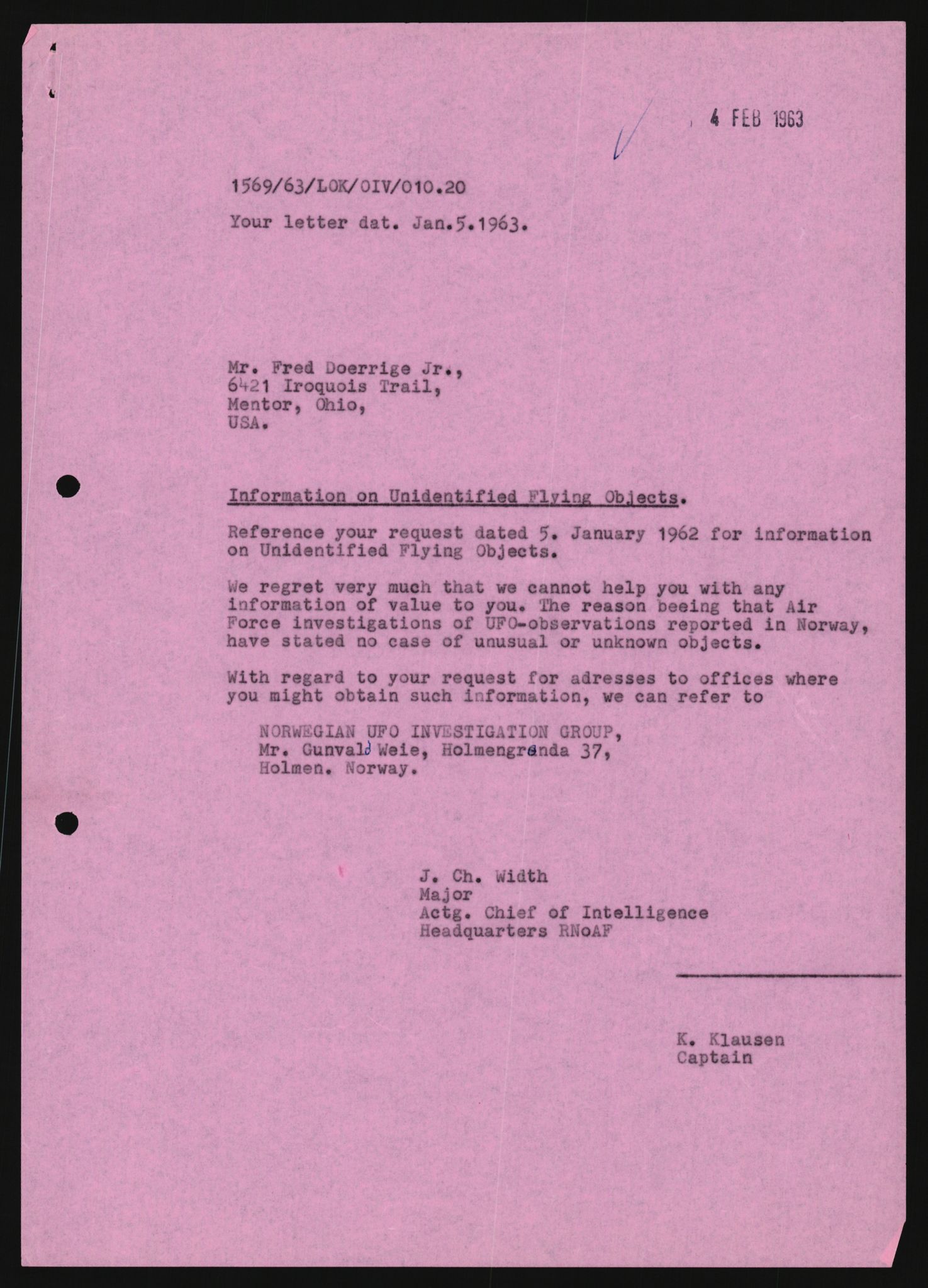 Forsvaret, Luftforsvarets overkommando/Luftforsvarsstaben, AV/RA-RAFA-2246/1/D/Da/L0124/0001: -- / UFO OVER NORSK TERRITORIUM, 1954-1970, p. 253