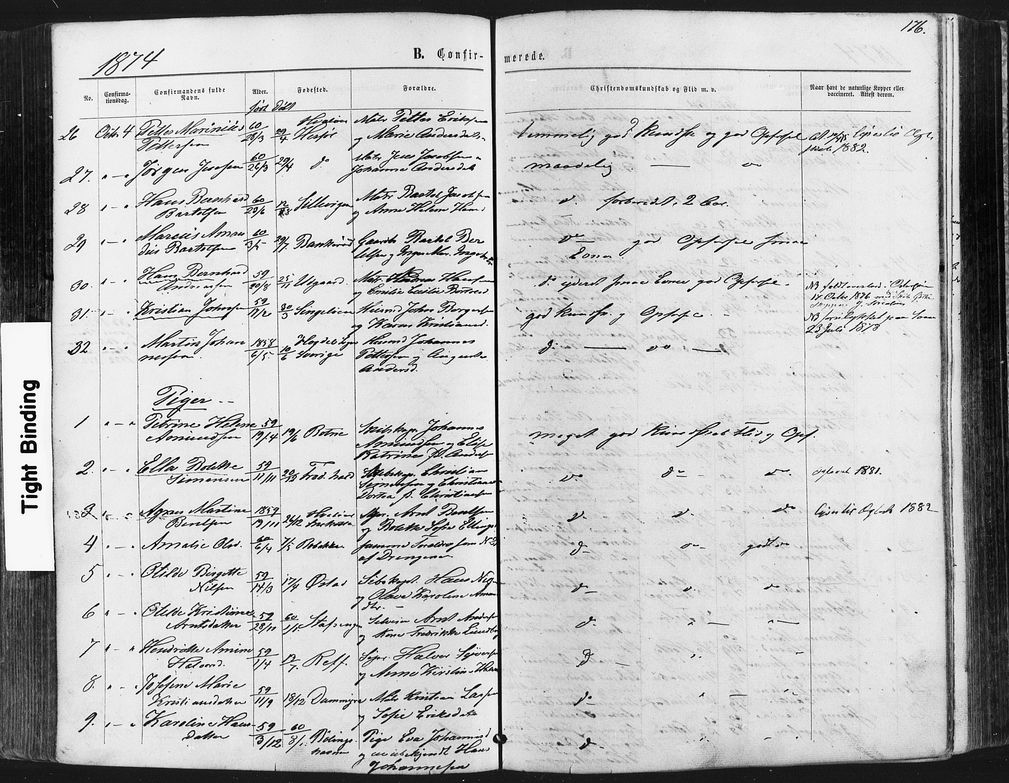 Hvaler prestekontor Kirkebøker, AV/SAO-A-2001/F/Fa/L0007: Parish register (official) no. I 7, 1864-1878, p. 176